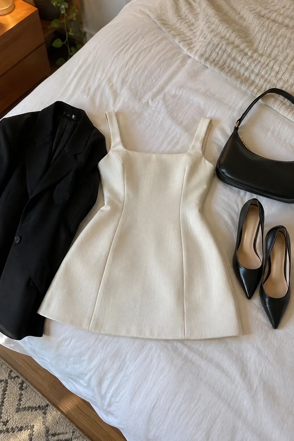 Structured Mini Dress with Pointed Pumps