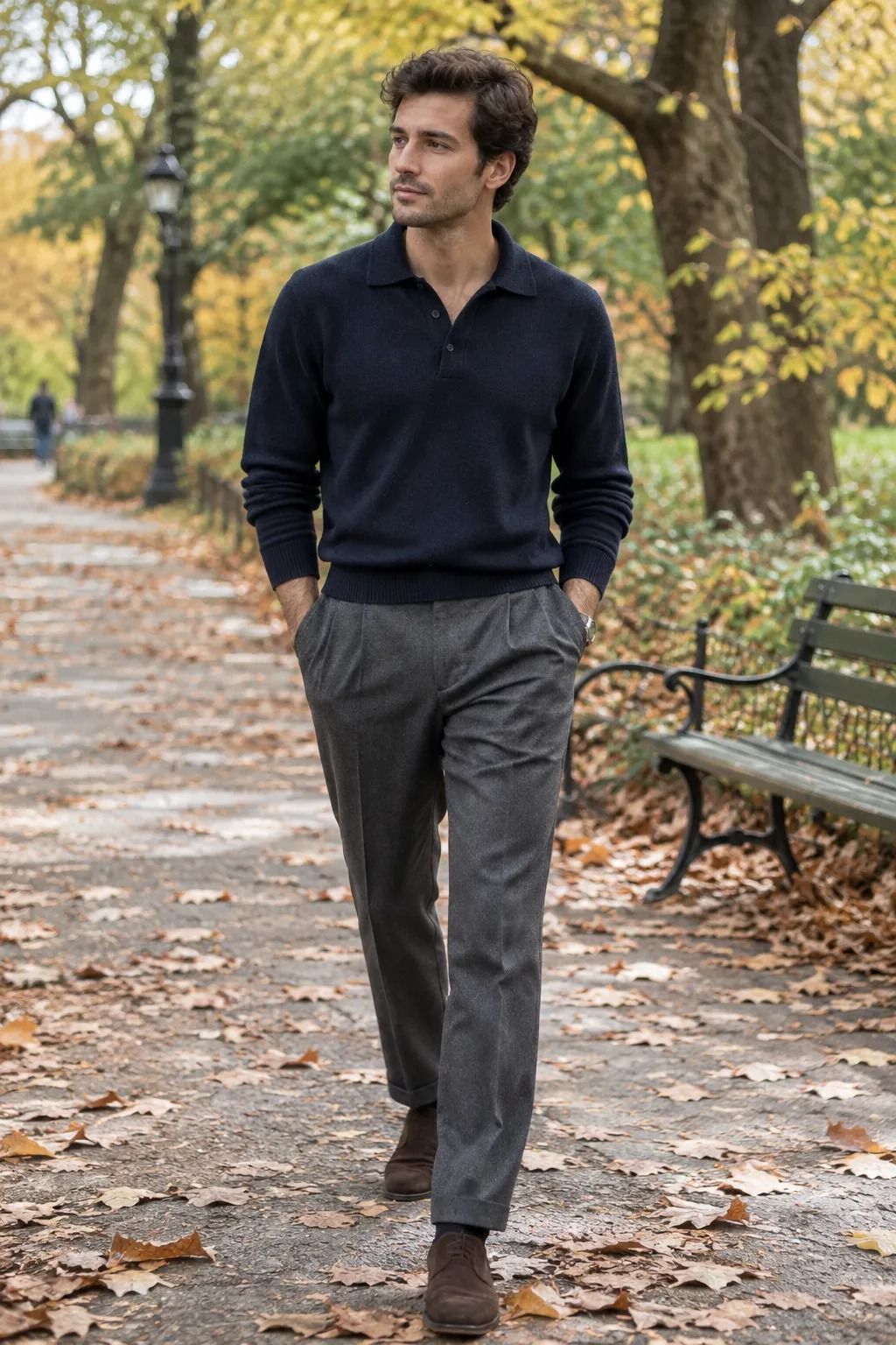 Autumn’s Knit Polo and Tailored Trouser