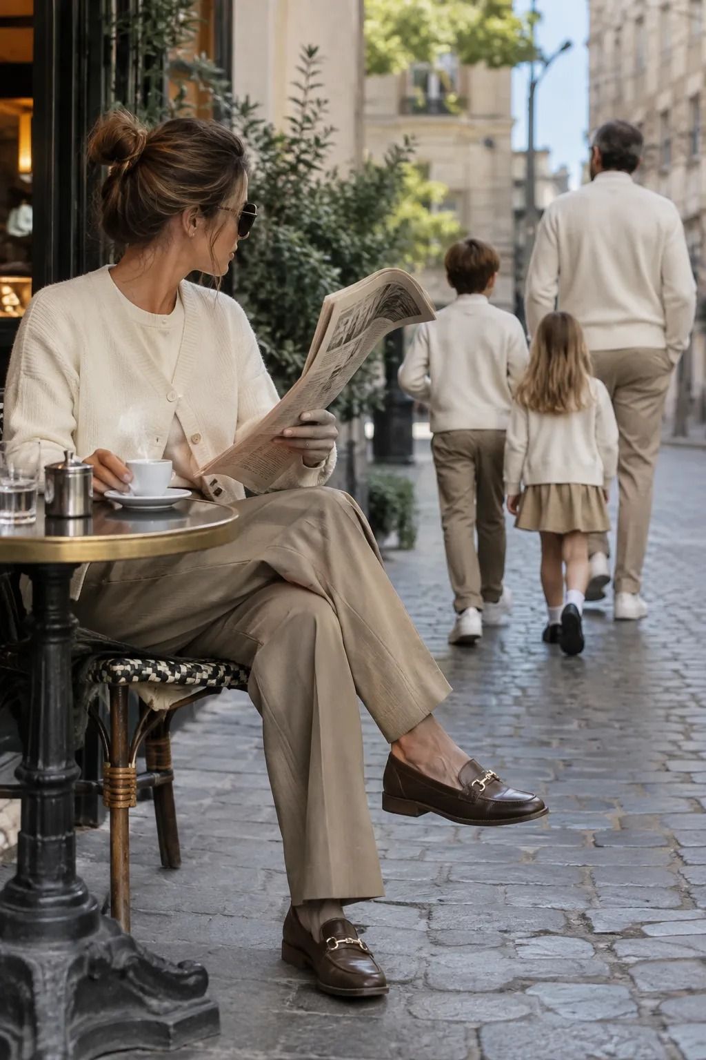 Style Cream Cardigans With Tailored Khaki Bottoms