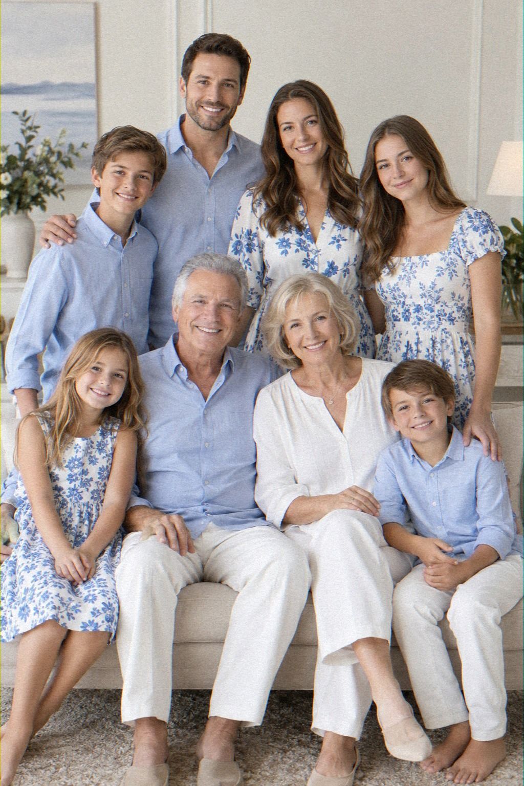 Give Sibling Portraits Matching Blue Cardigans