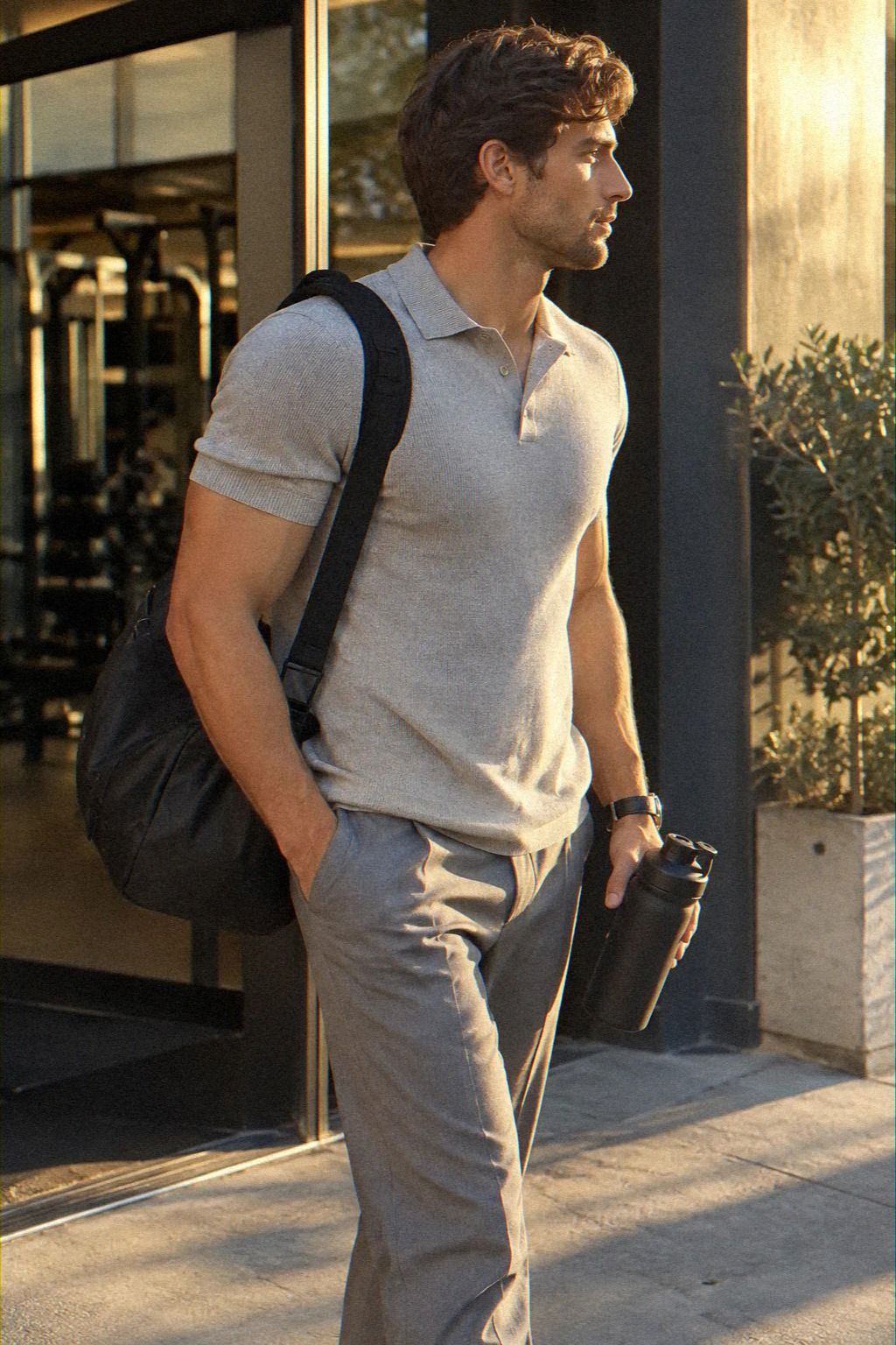 Casual Knit Polo With Tailored Trousers