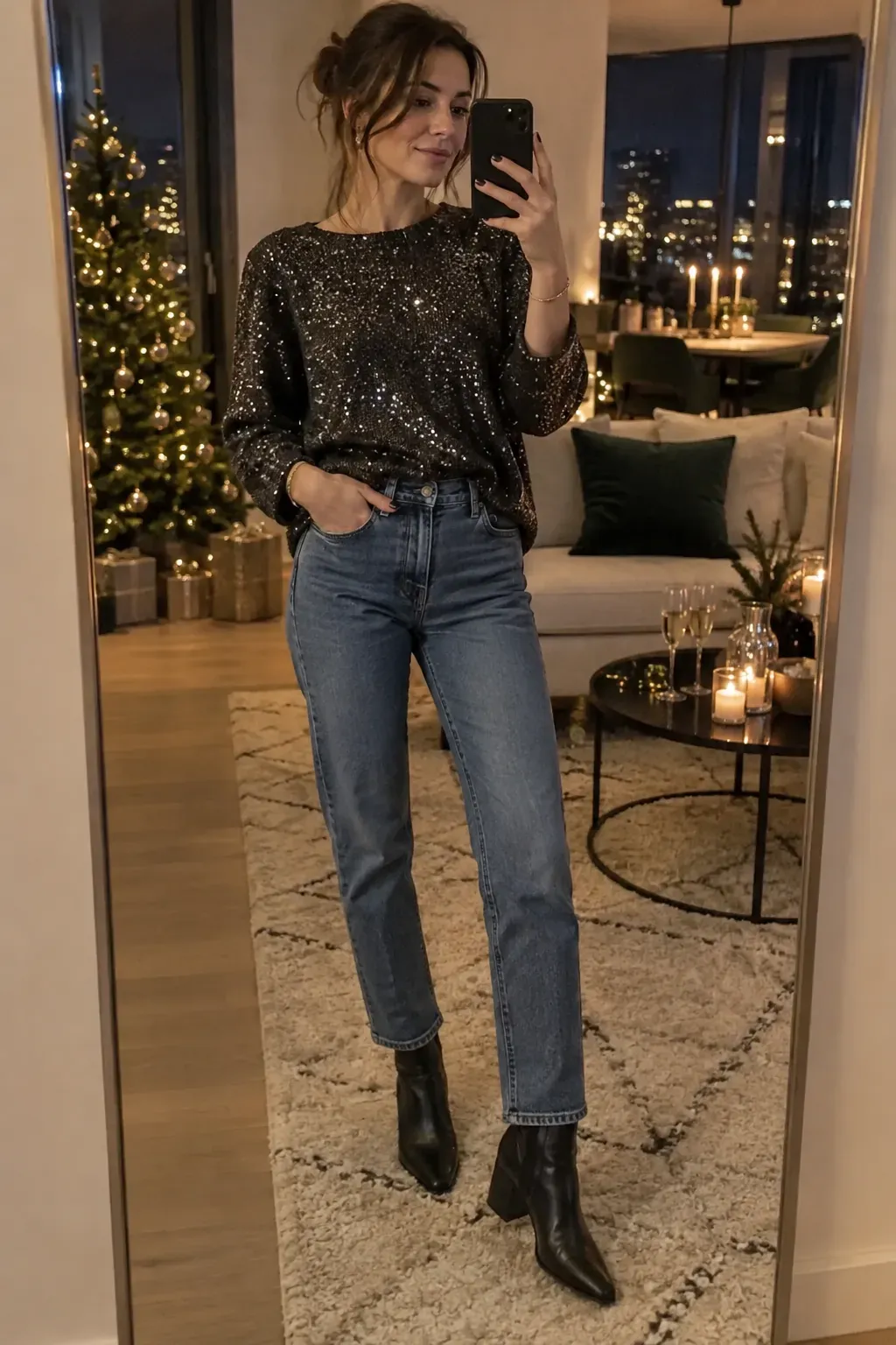 Compare Glitter Boots With Cropped Straight Jeans