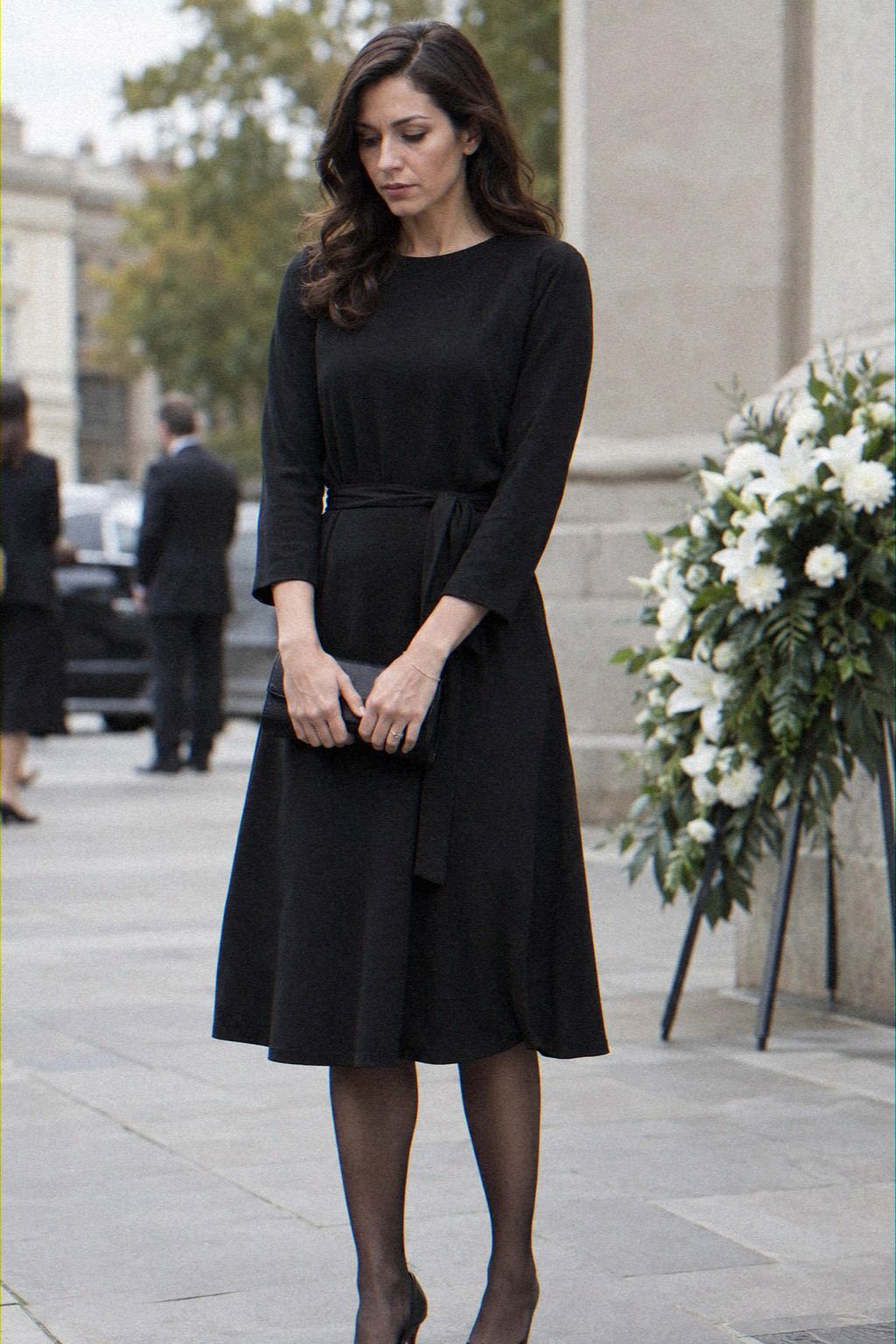 Lace-Trimmed Dress With Minimal Accessories