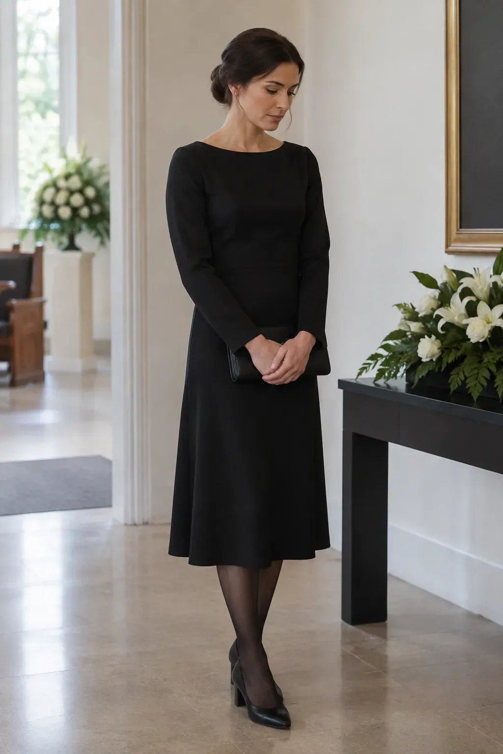Keep It Simple With a Black Dress and Low Bun