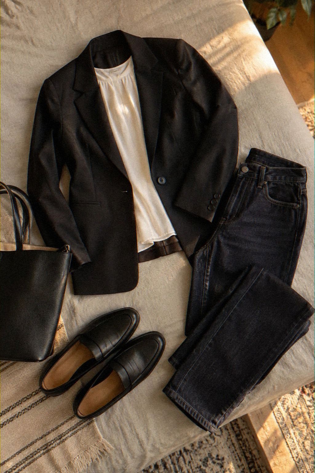 Build the Blazer and Dark Jeans Outfit: The Contrast Anchor Rule