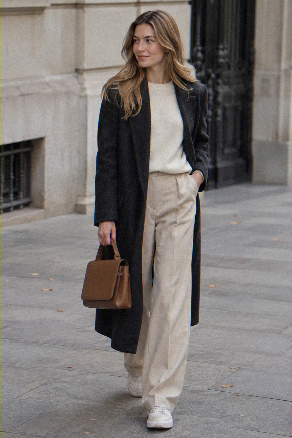 Minimal Jewelry With a Structured Top-Handle Bag