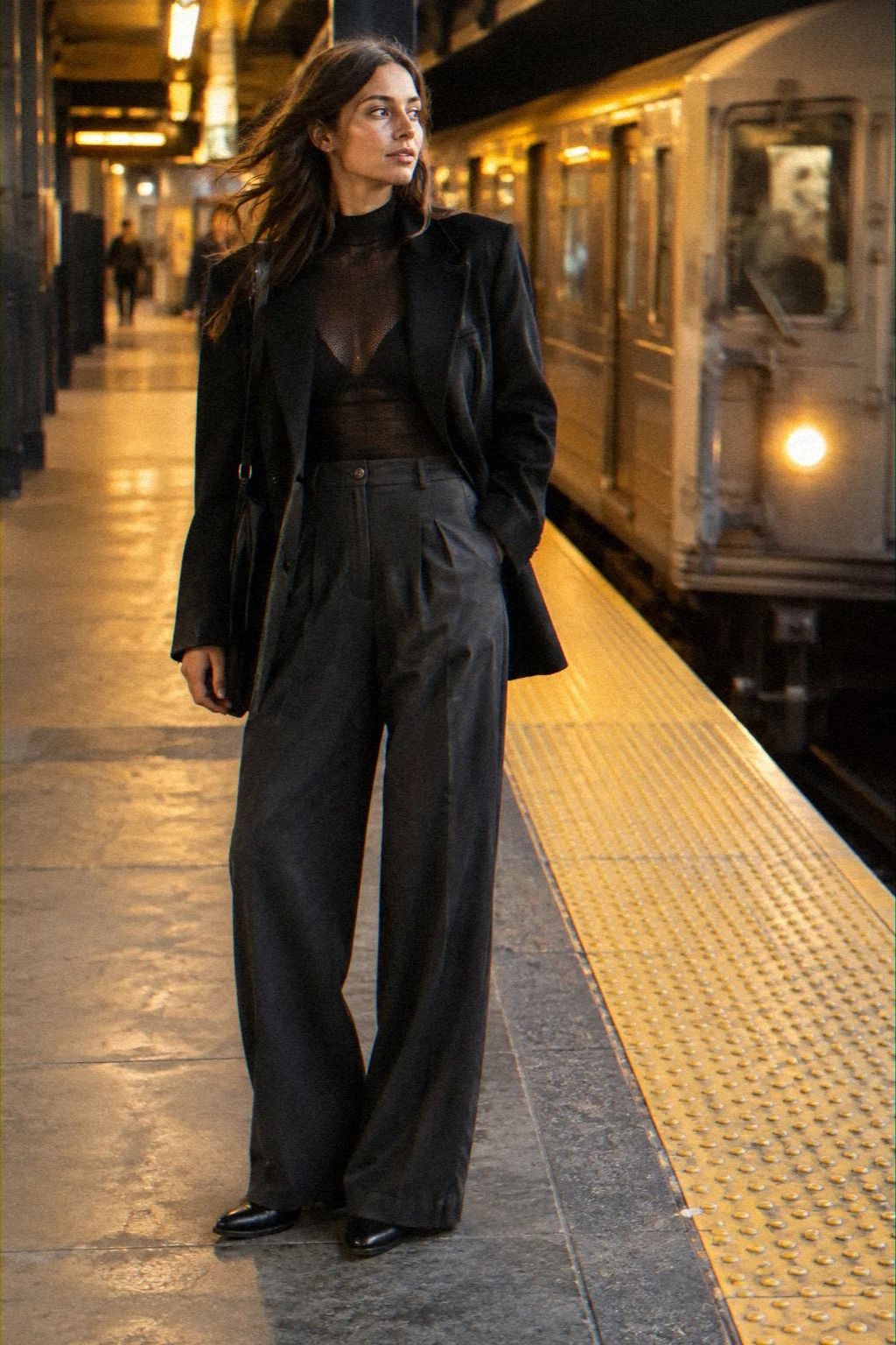 Tailored Blazer Over a Mesh Top (The Second-Layer Test)