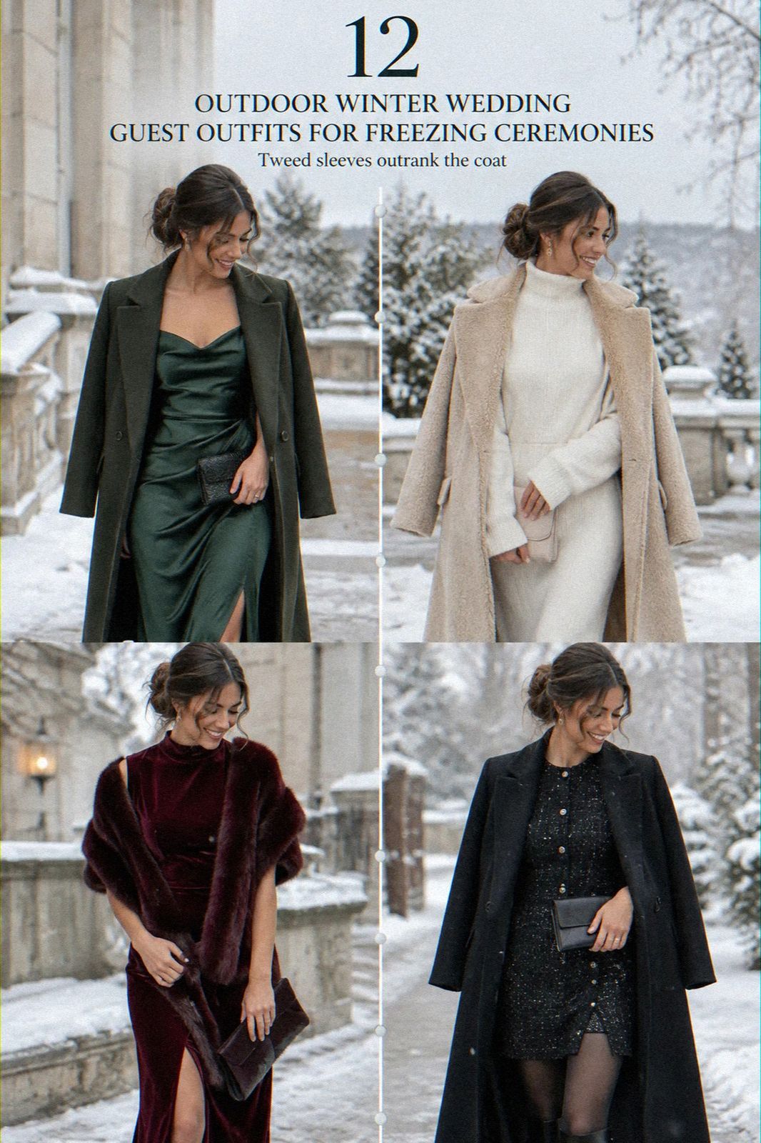 12 Outdoor Winter Wedding Guest Outfits for Freezing Ceremonies