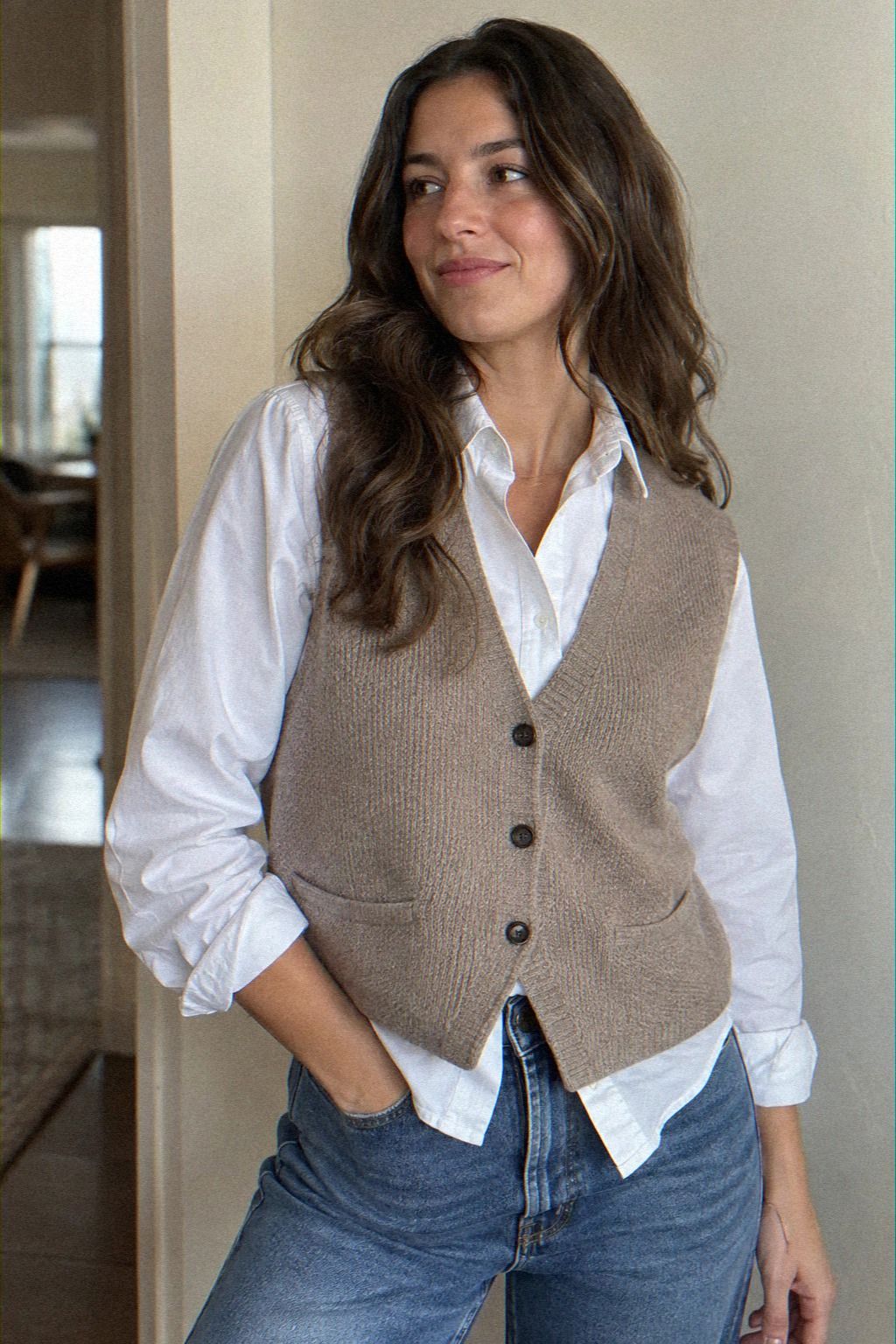 Layer a Crisp Button-Down Under a Vest