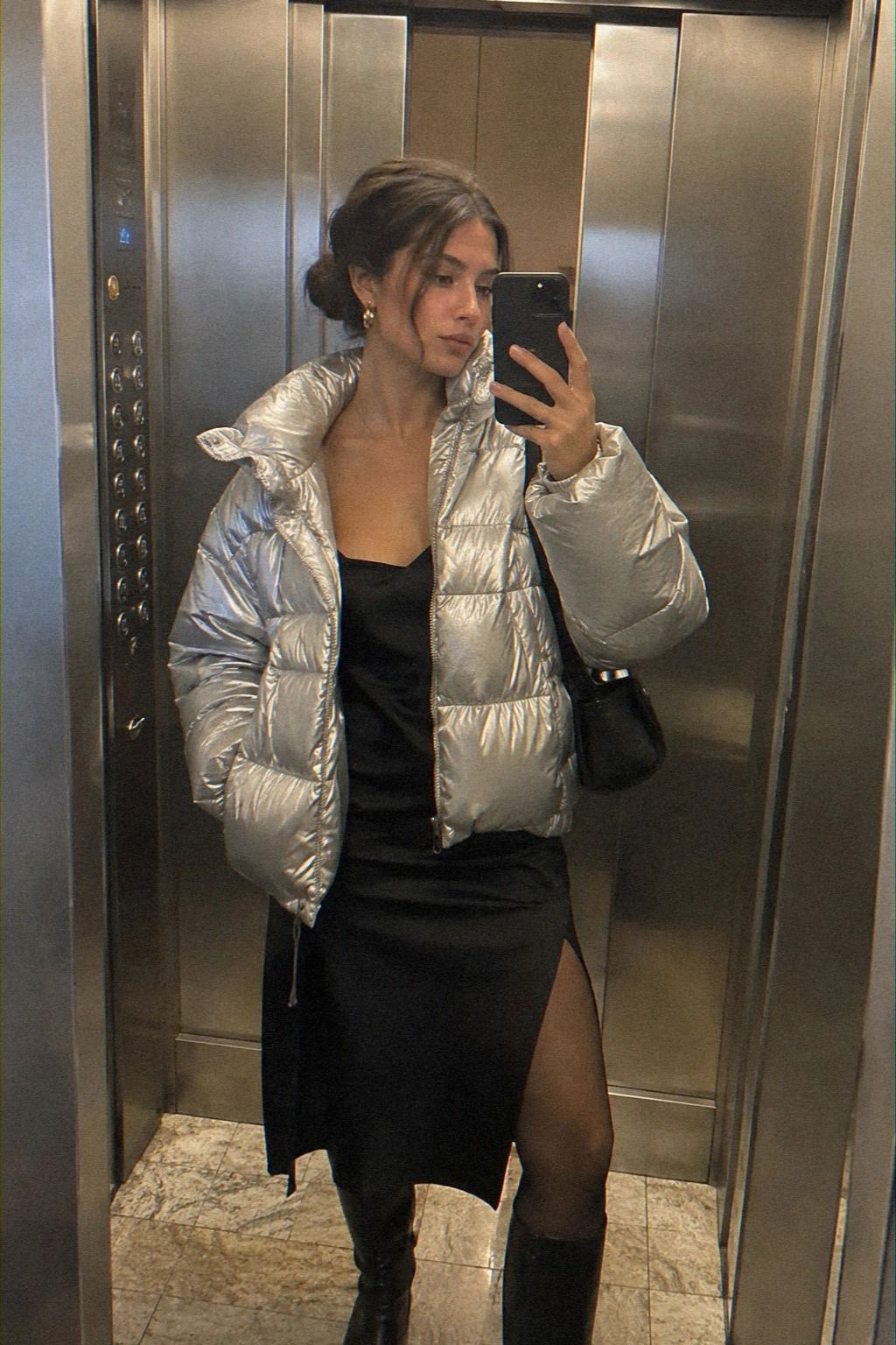 Why a Silver Puffer Works Over a Party Dress
