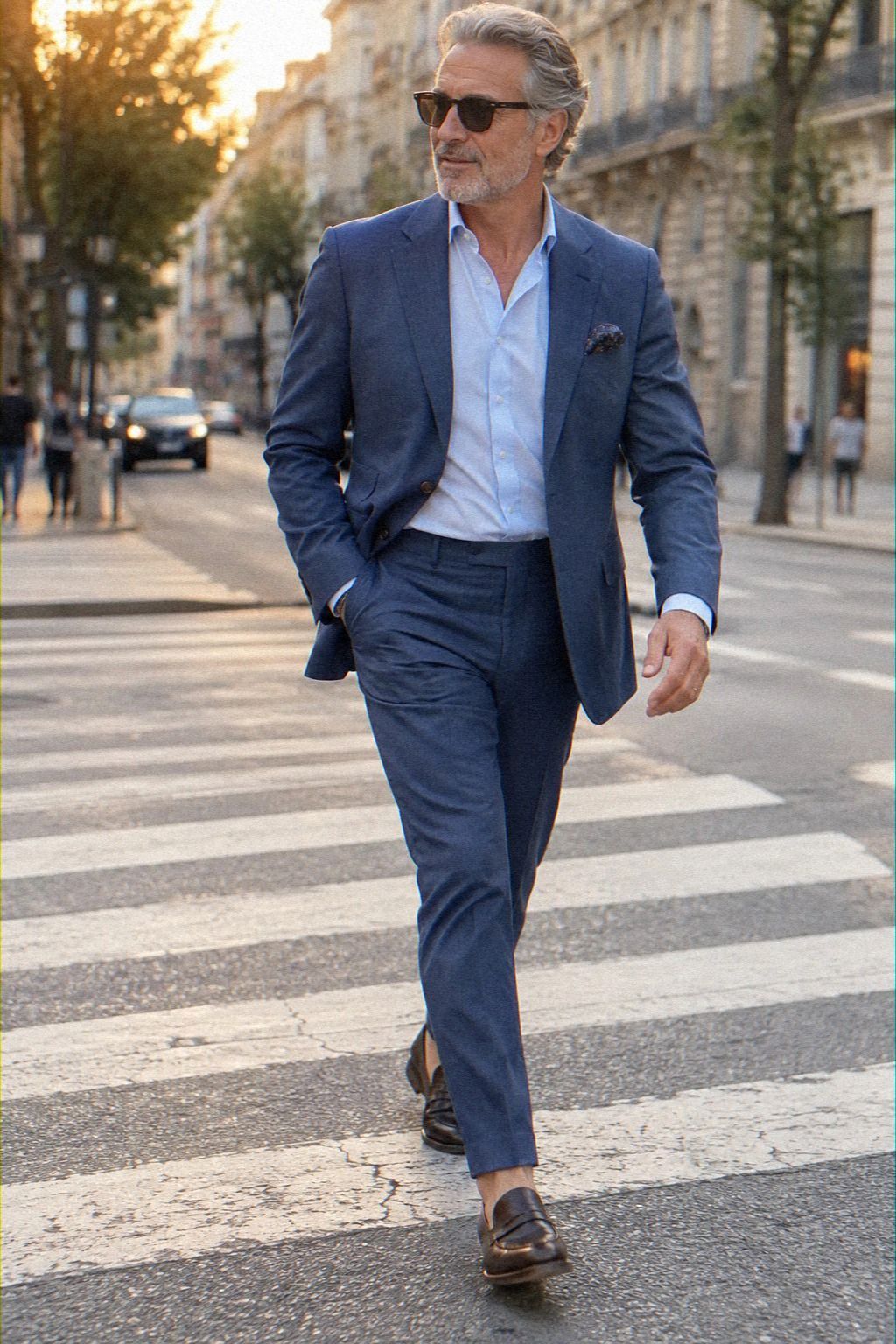 Build a Tonal Blue Outfit with Loafers