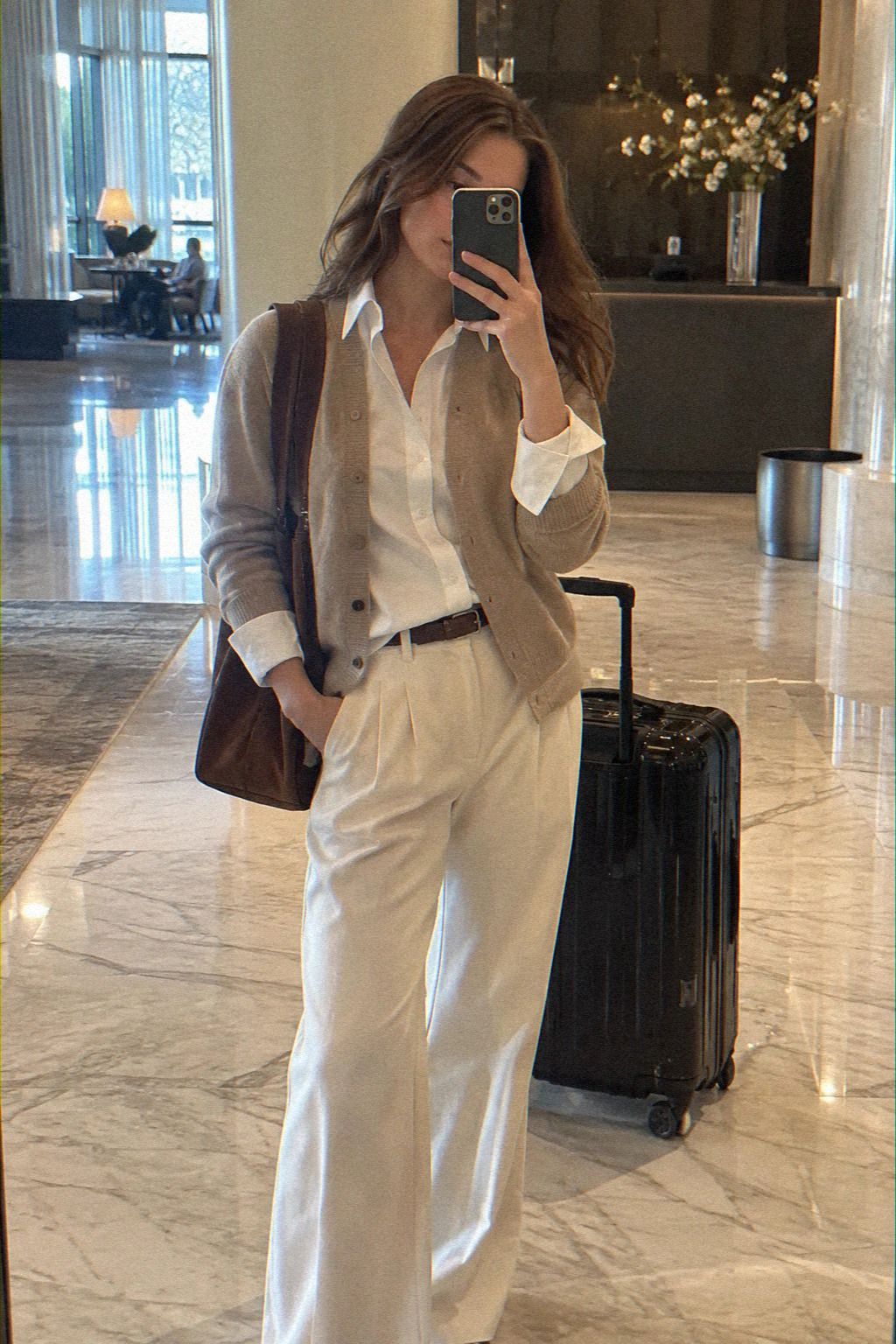 Try the Neutral Cardigan Formula with a Crisp Button-Down
