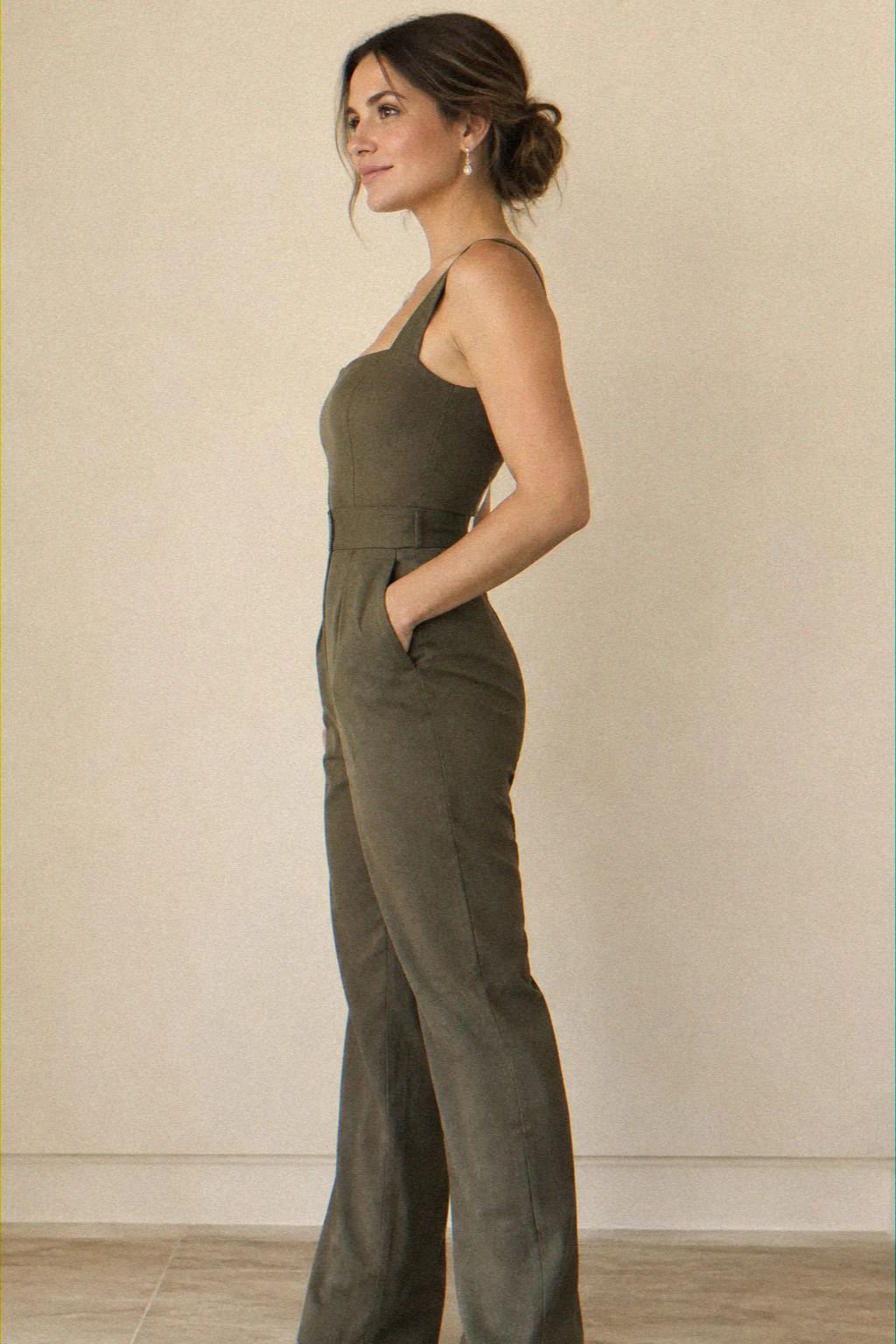 Fitted Jumpsuit With Delicate Drop Earrings