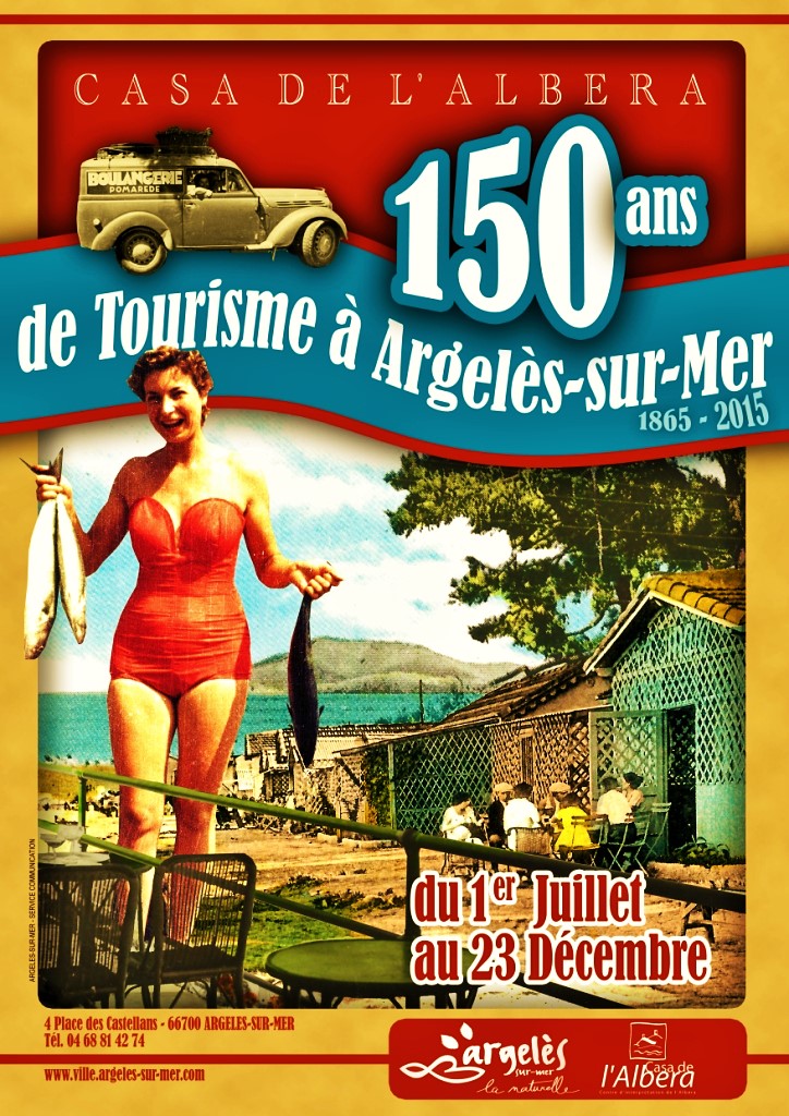 Affiche expo 150 ans de tourisme balnéaire à Argeles/mer