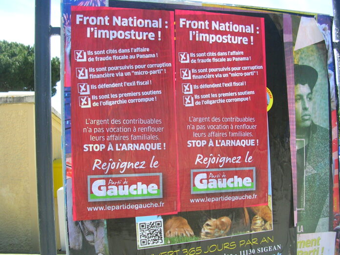 Front National Imposture dénoncée par la Parti de Gauche