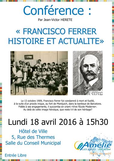 Amélie les bains : Conférence sur Francisco Ferrer