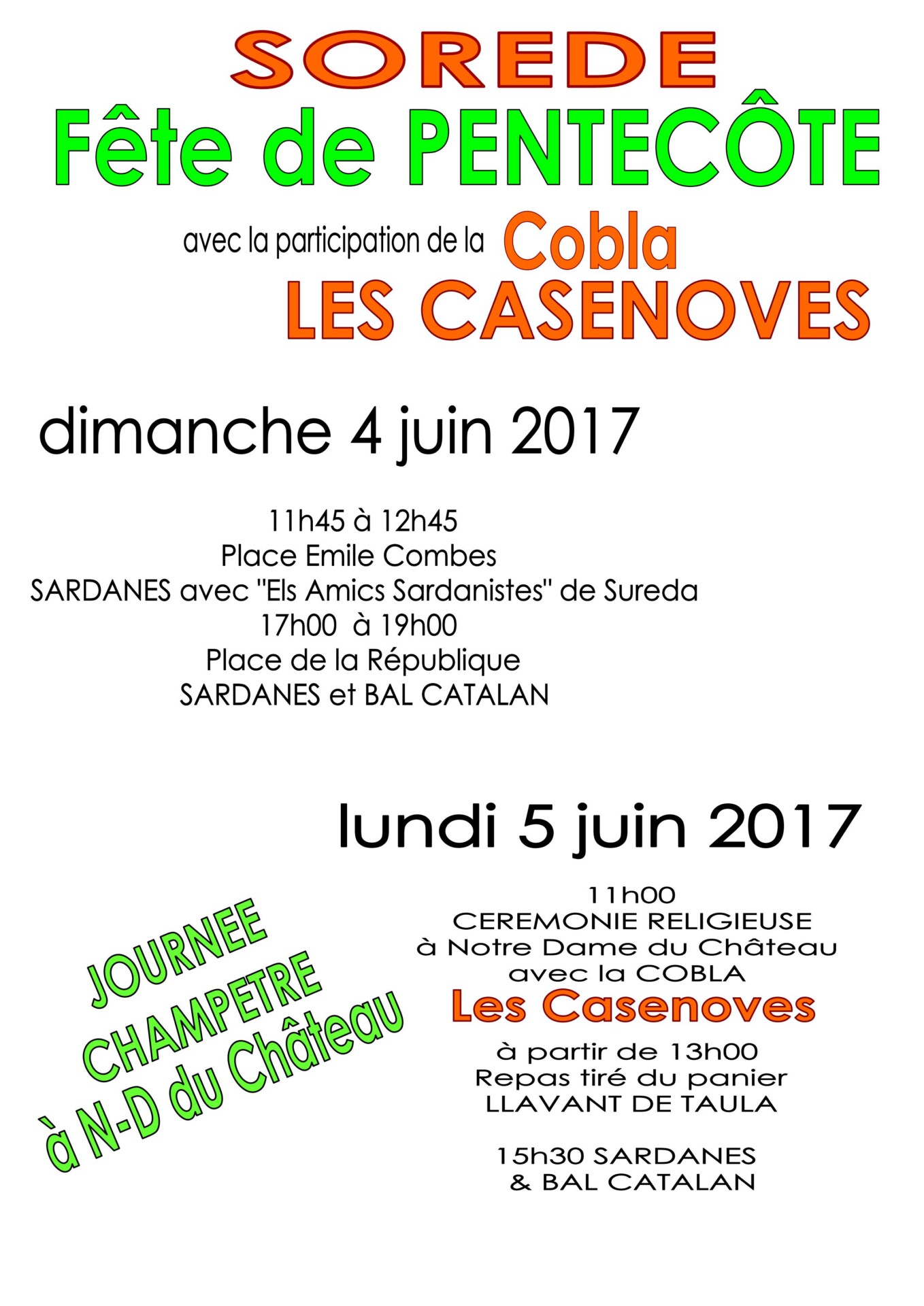Fête de la Pentecôte à Sorède, journée champêtre avec la Cobla « Les Casenoves »