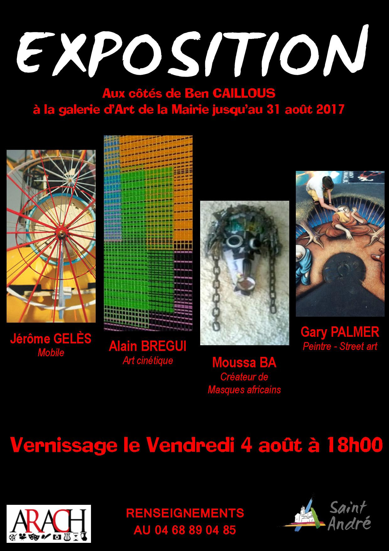 Exposition et vernissage jusqu’au 31 août 2017 à Saint André
