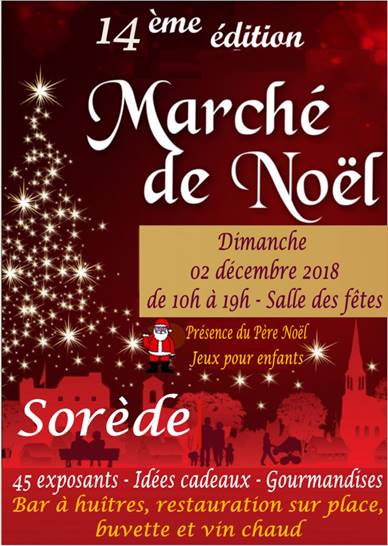 14ème édition du Marché de Noël à Sorède le dimanche 2 décembre 2018
