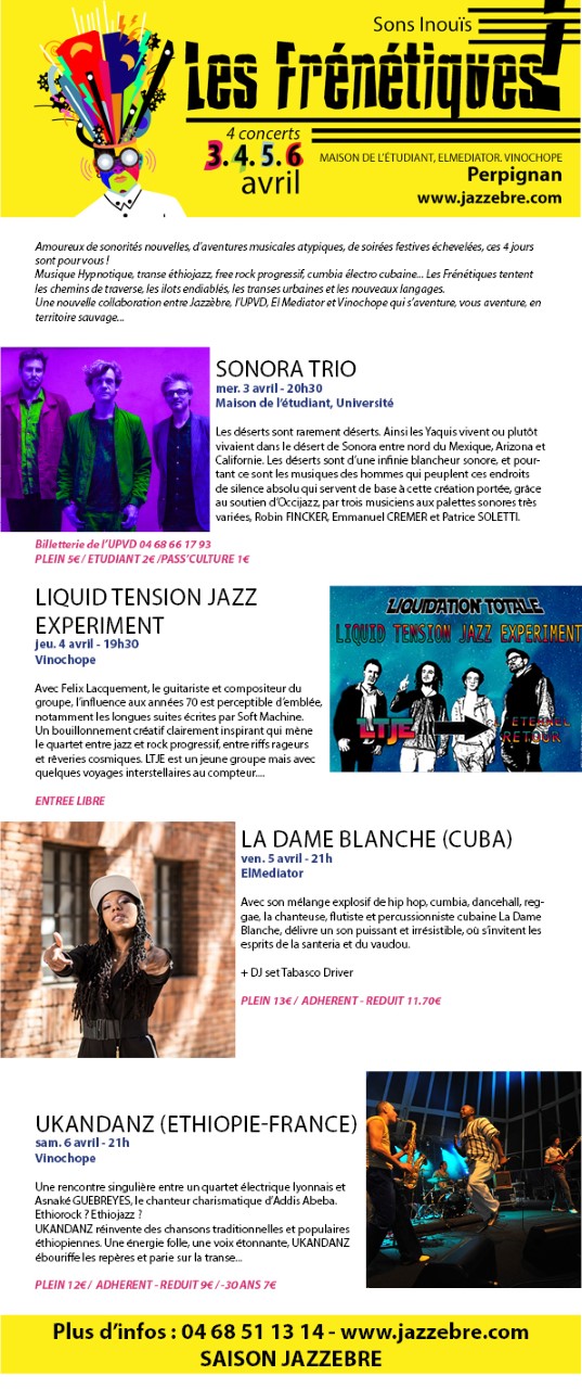 Les Frénétiques : 4 concerts à Perpignan du 3 au 6 avril