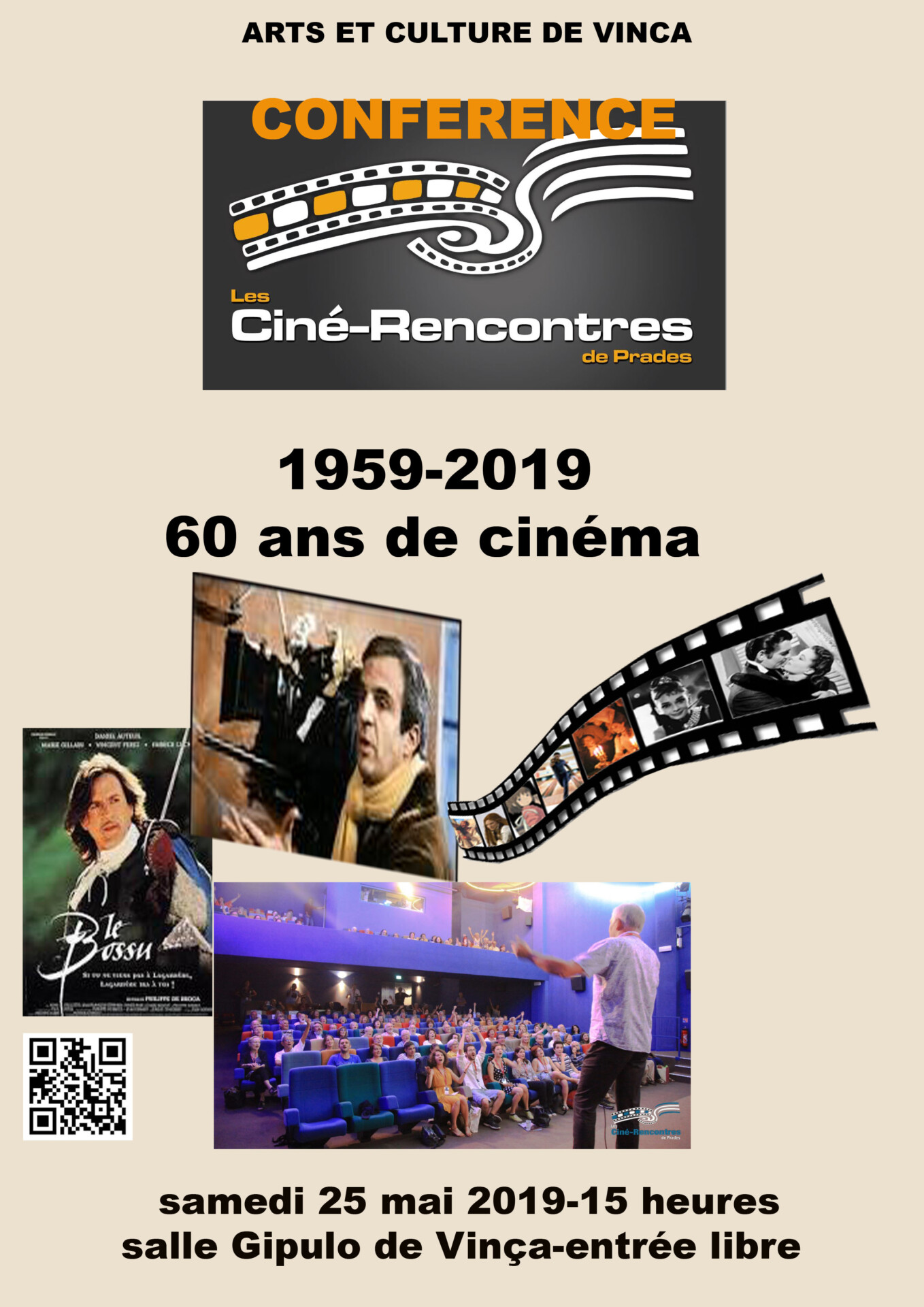 L’association des Ciné-Rencontres propose une conférence sur le cinéma à Vinça le 25 mai à 15 h