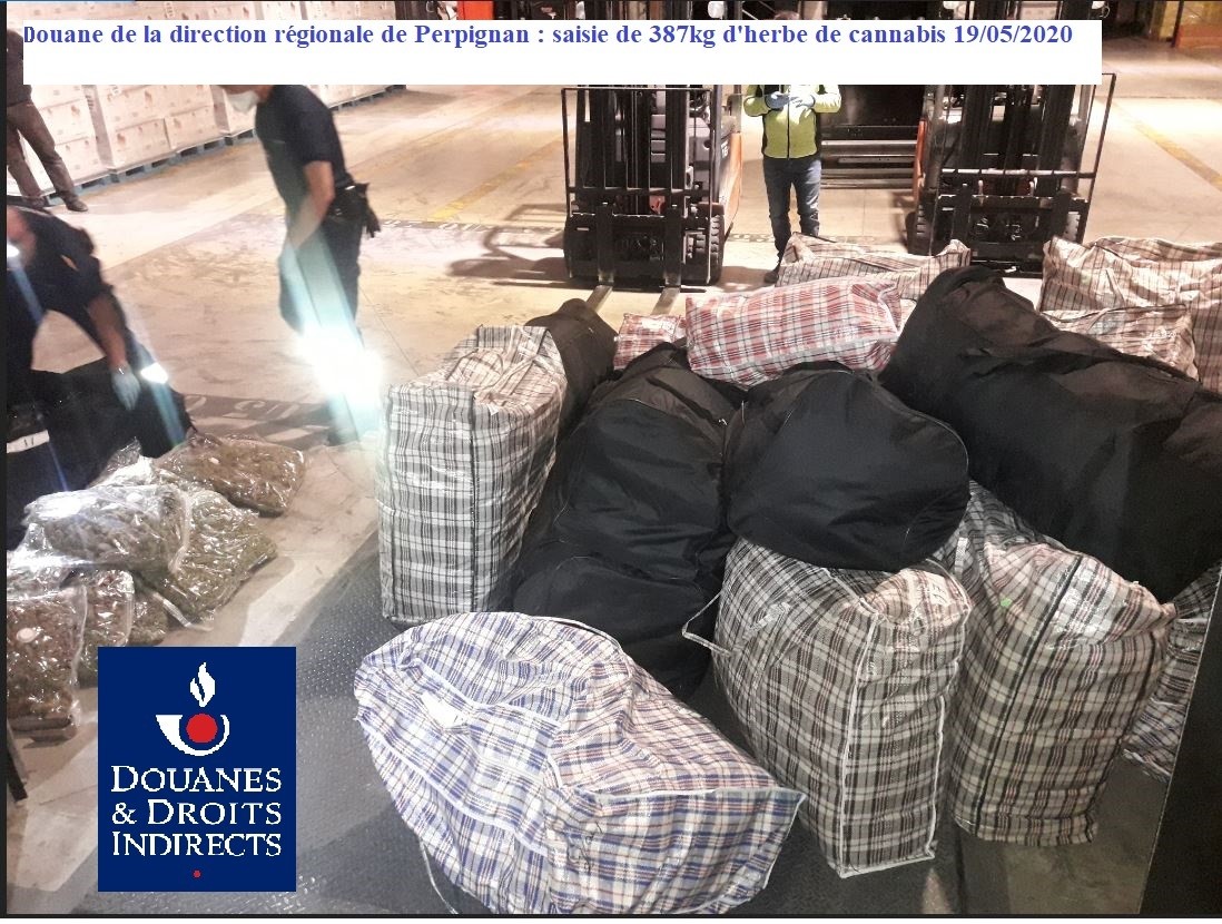 Douanes : saisie de 384  kg et 407 kg d’herbe de cannabis