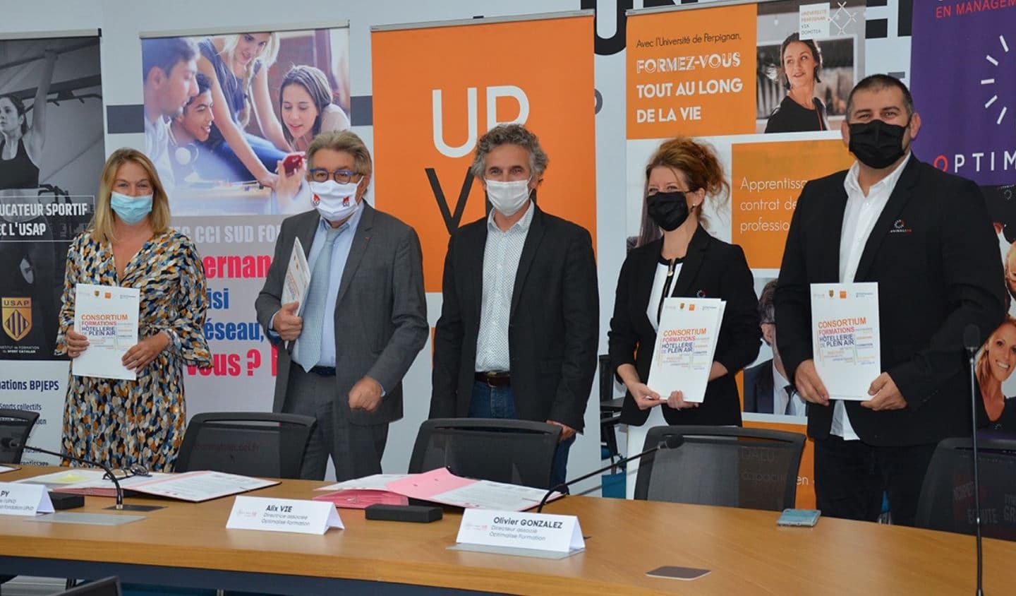 L’Upvd, l’Usap, la Cci et Optimalise Formation signent un partenariat de consortium pour l’hôtellerie de plein air