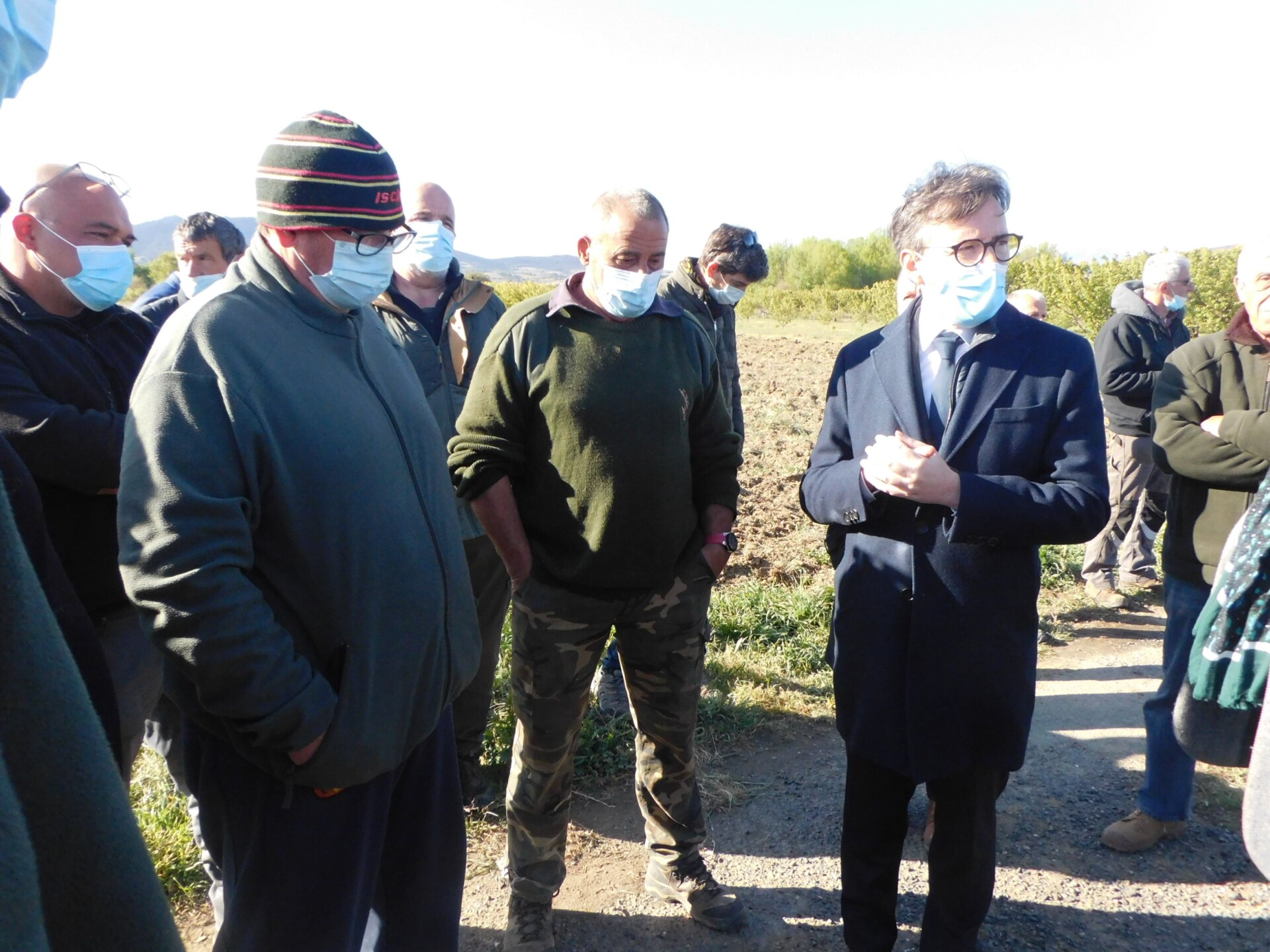 Estagel/ Gel dans les cultures : Monsieur Stoskopf, préfet des P.O, dans les vignes ravagées.