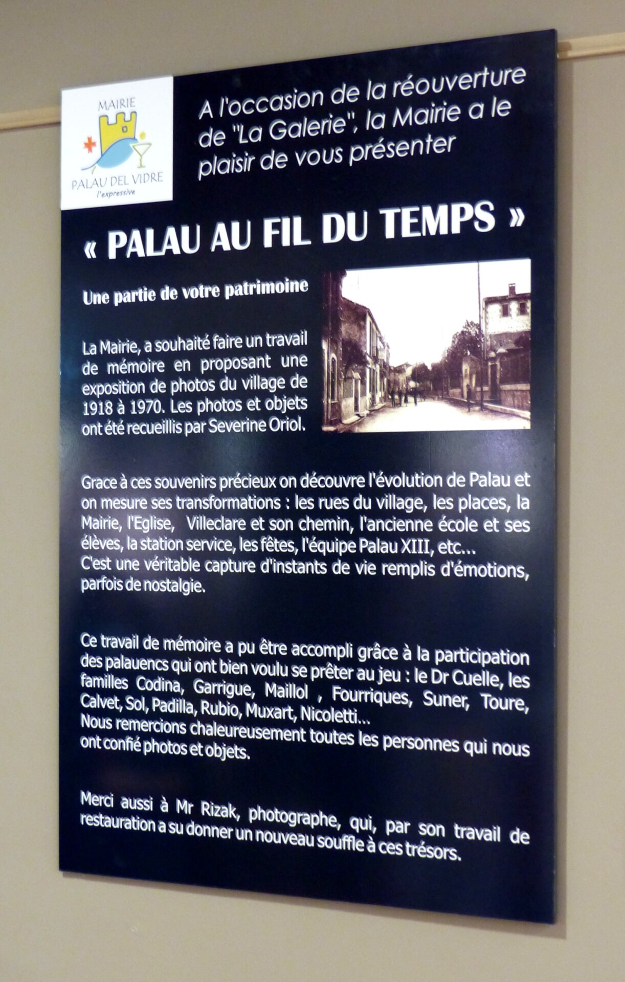 Exposition : Palau au fil du temps à « la Galerie » de Palau del Vidre