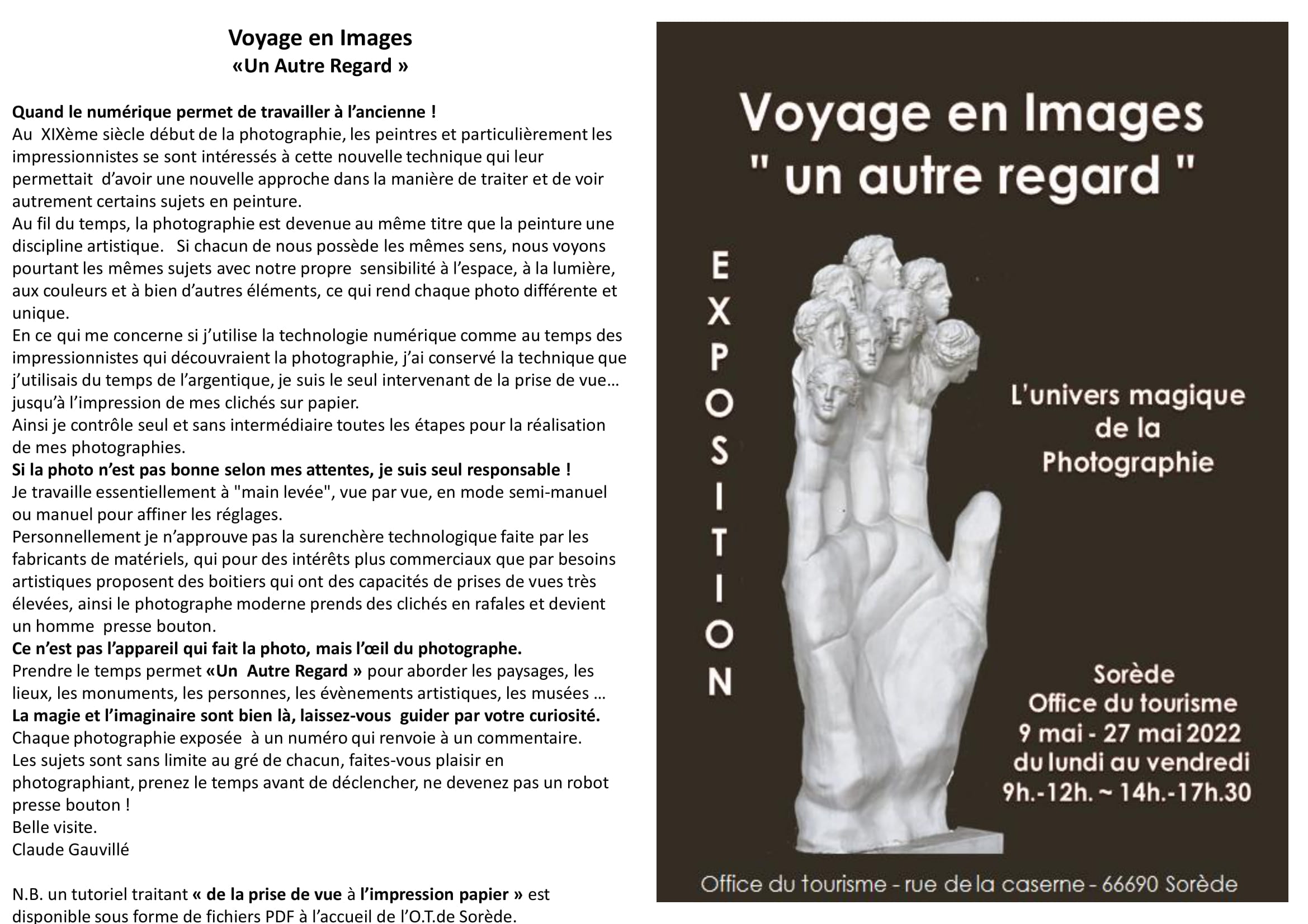 Exposition de photos de Claude Gauville à l’Office de Tourisme de Sorède