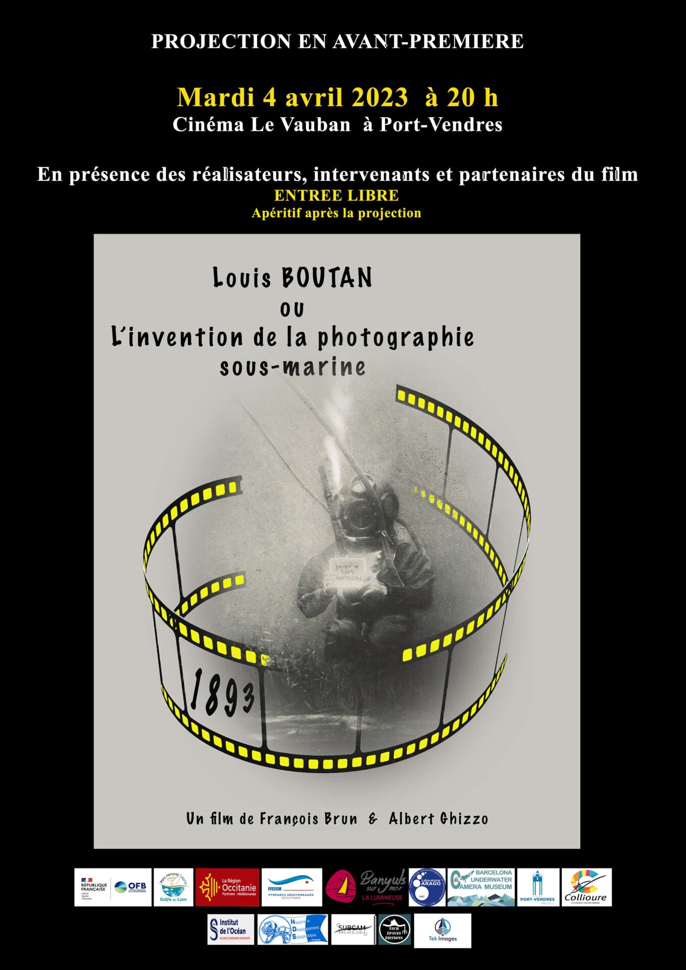 Projection d’un film par L’ASCUP, l’association Saint Cyprianaise des Usagers du Port mardi 4 avril 2023.