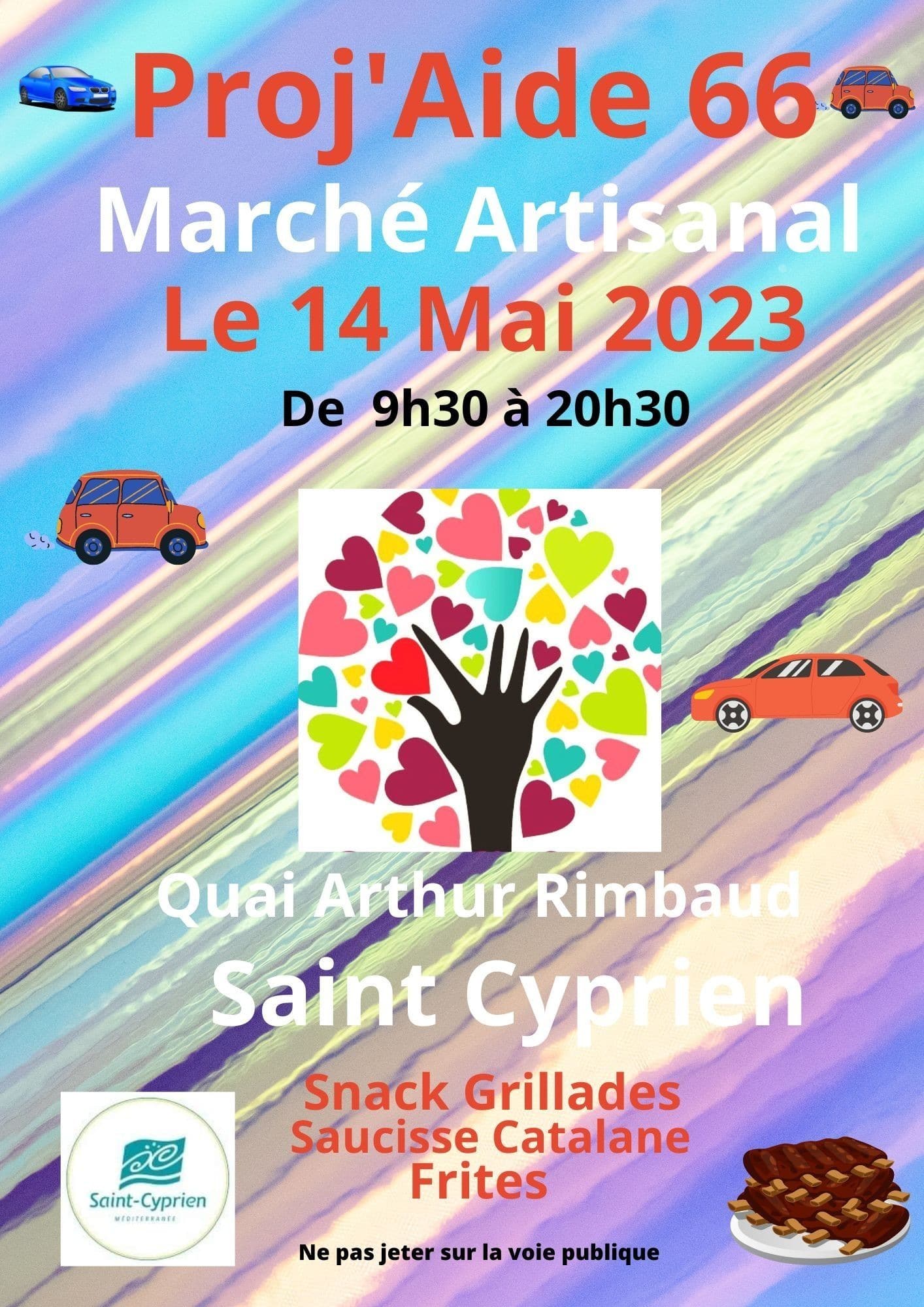 Marché artisanal organisé par l’association Proj’Aide 66 et St Cyprien Méditerranée  à Saint Cyprien