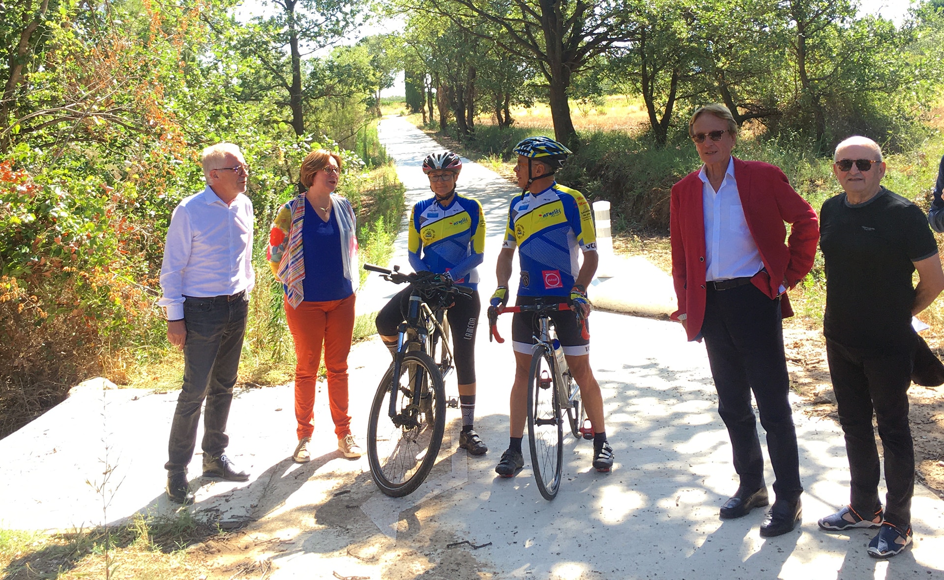 visite de fin de chantier du tronçon de l'Eurovélo 8 entre Villelongue dels Monts et Montesquieu des Albères