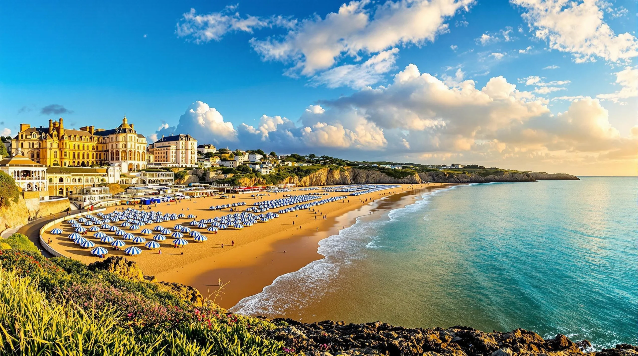 Cette plage où 1000 tentes rayées bleues et blanches s’alignent face à la Manche