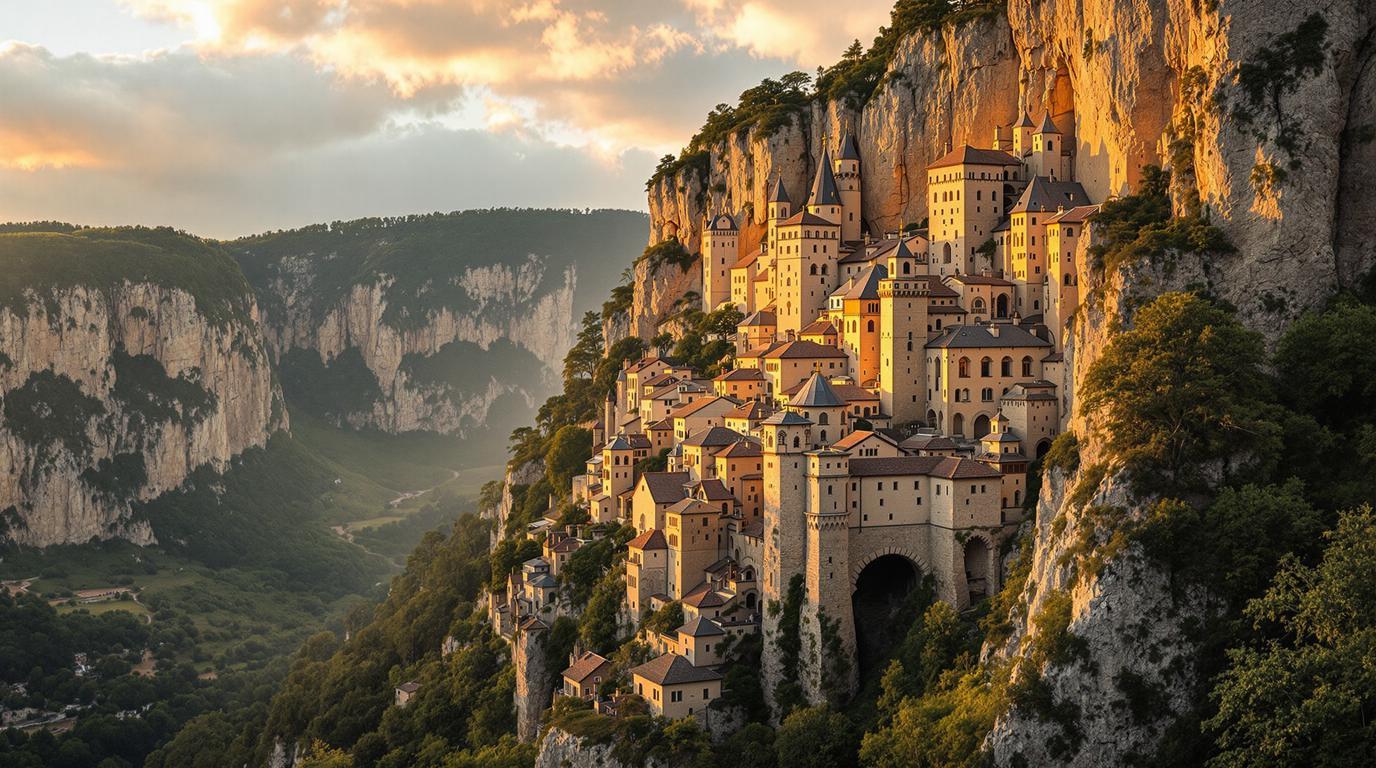 Le seul village de France bâti sur 3 niveaux à flanc de falaise de 150 mètres