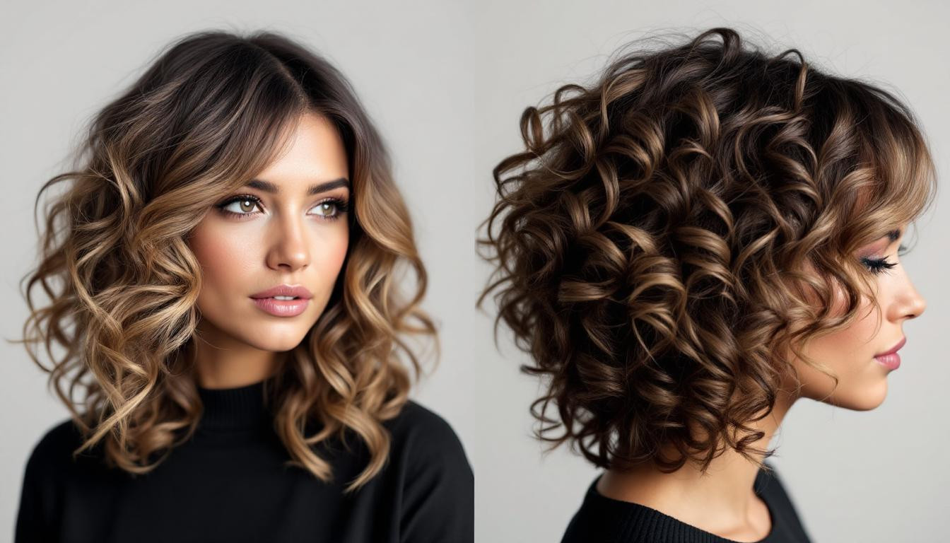 Le shag frisé à frange rideau : 30% plus de volume en 3 étapes