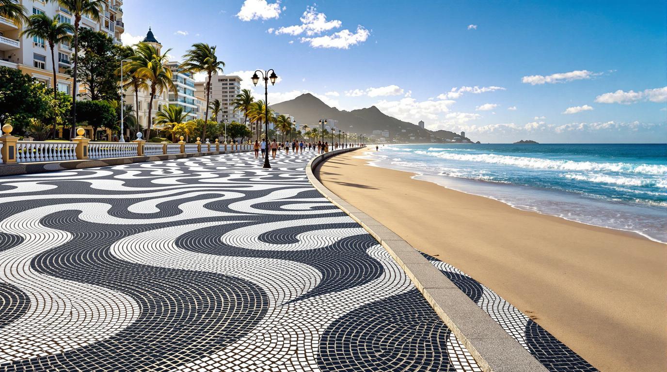 Cette plage de 4,5 km où le trottoir ondulé imite les vagues de l’océan