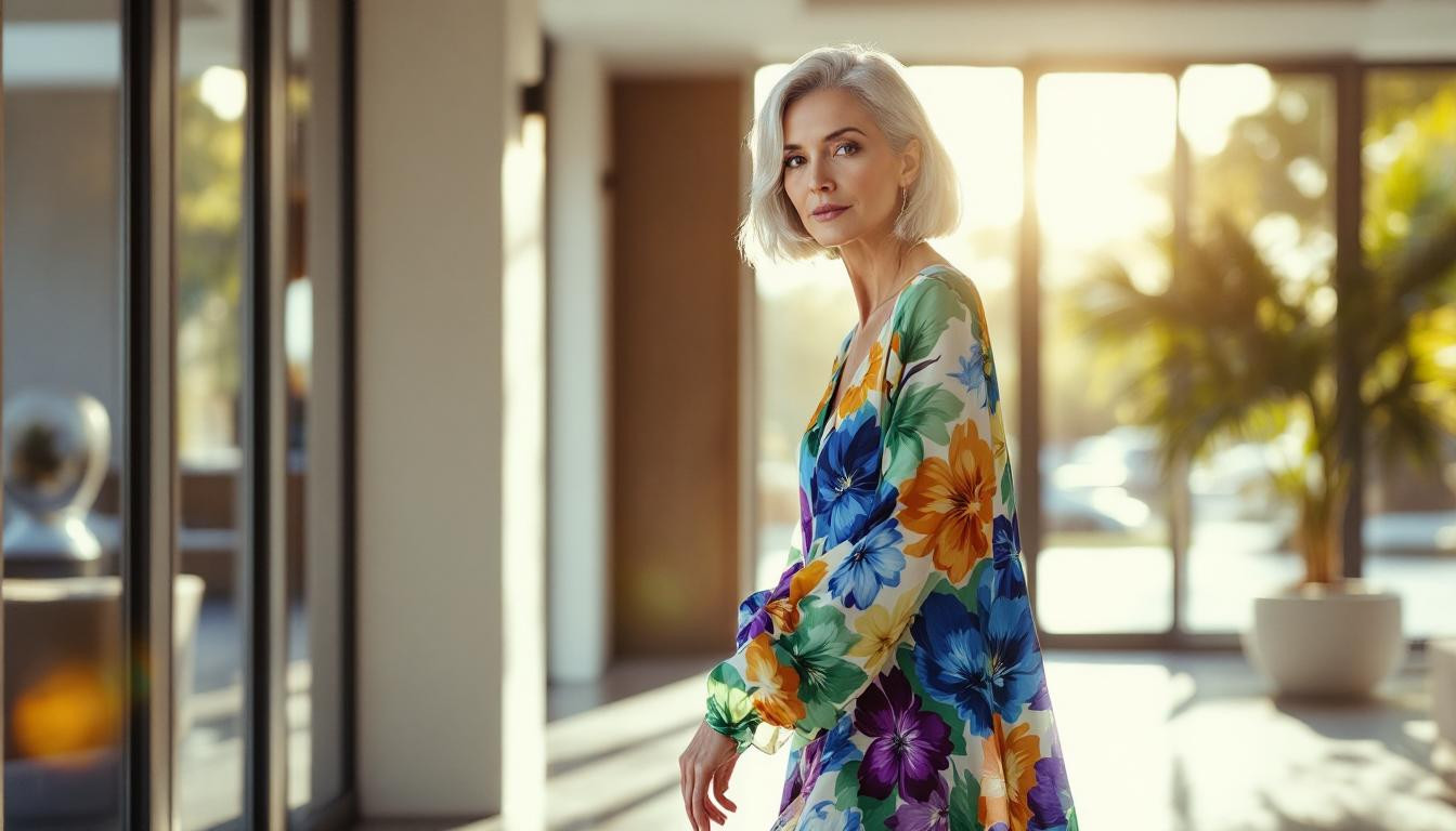 72% des quinquas adoptent les imprimés fleuris XXL : la tendance mode 2025