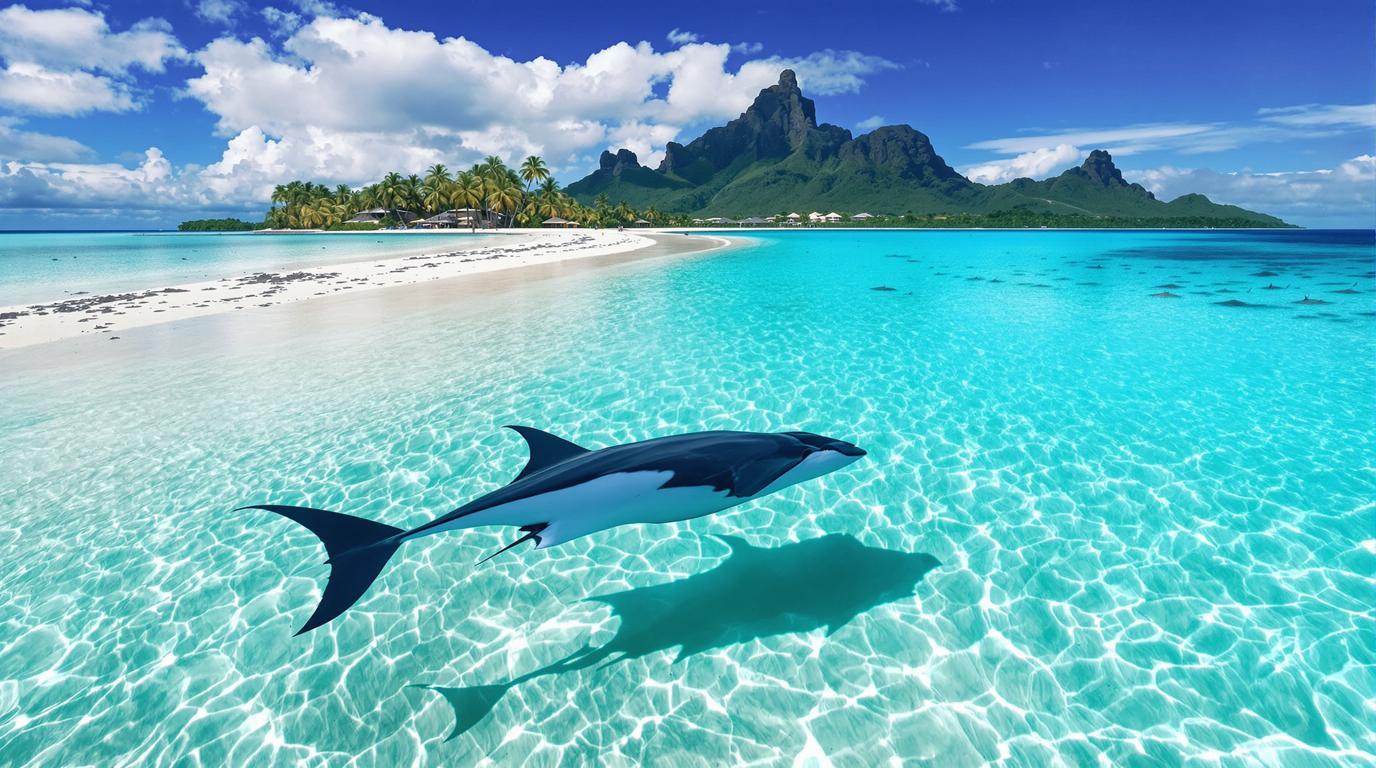 Cette plage de 2 km à Bora Bora où raies manta et requins nagent à 200 m du rivage