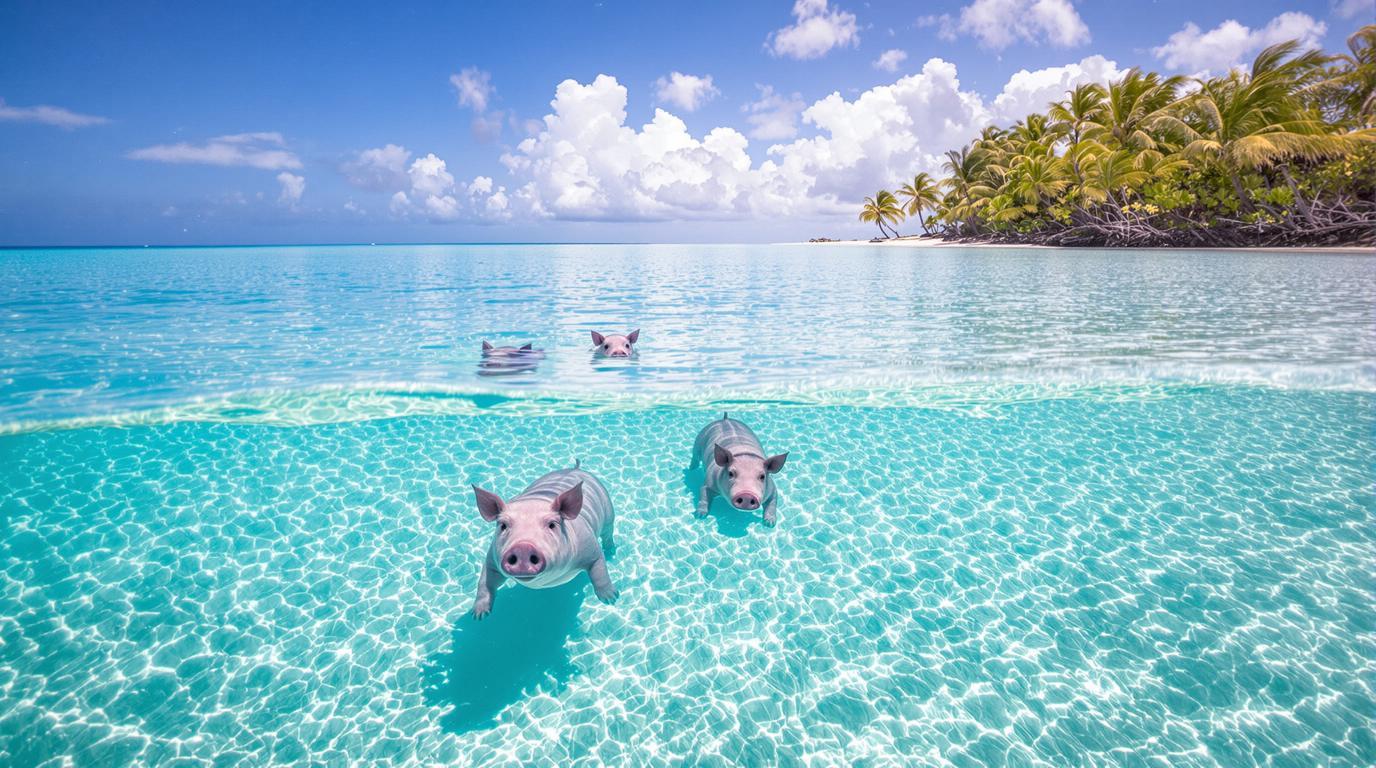 Cet archipel de 365 îles cache des cochons nageurs et des eaux transparentes sur 60 mètres