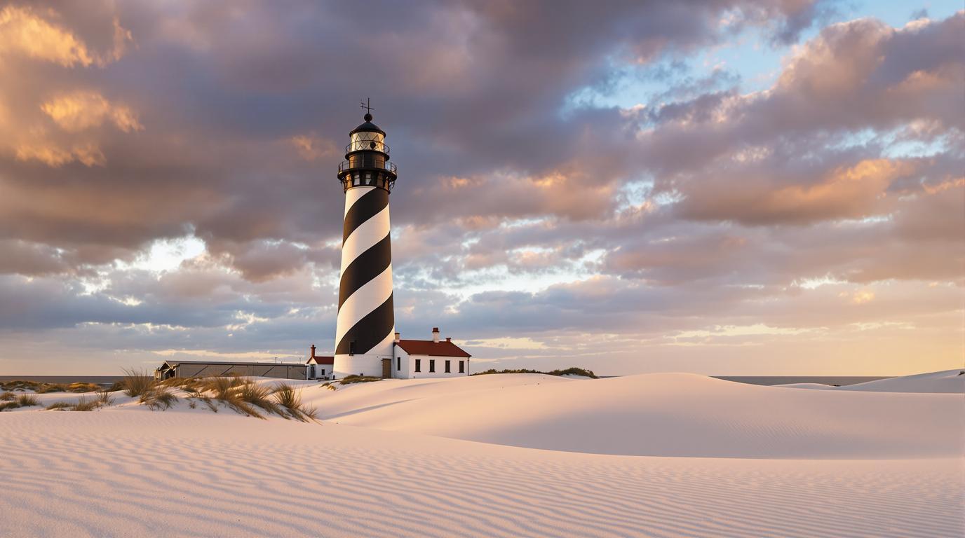 Ce phare de 41,50 mètres à spirale noire garde les secrets des dunes landaises