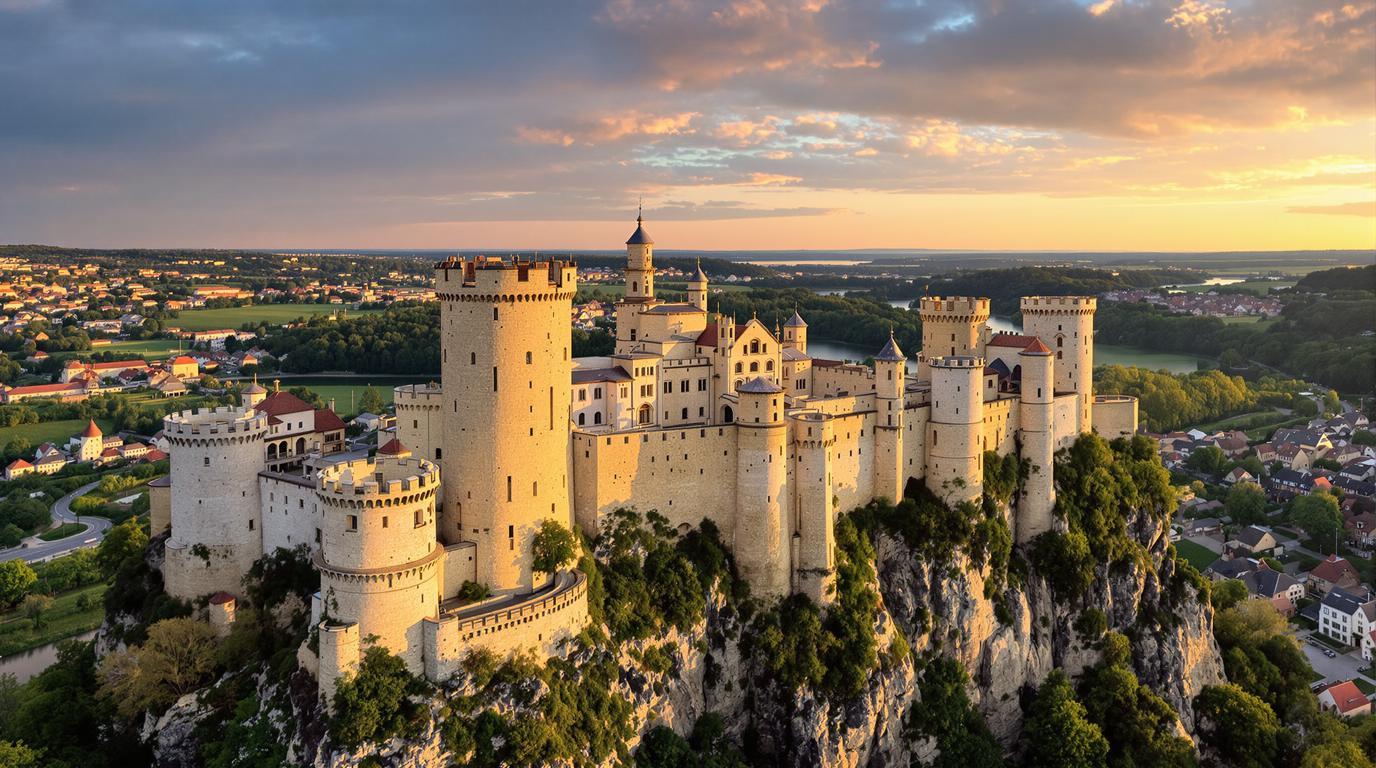 Cette ville de 7 200 habitants rassemble 5 châteaux médiévaux sur un même promontoire rocheux