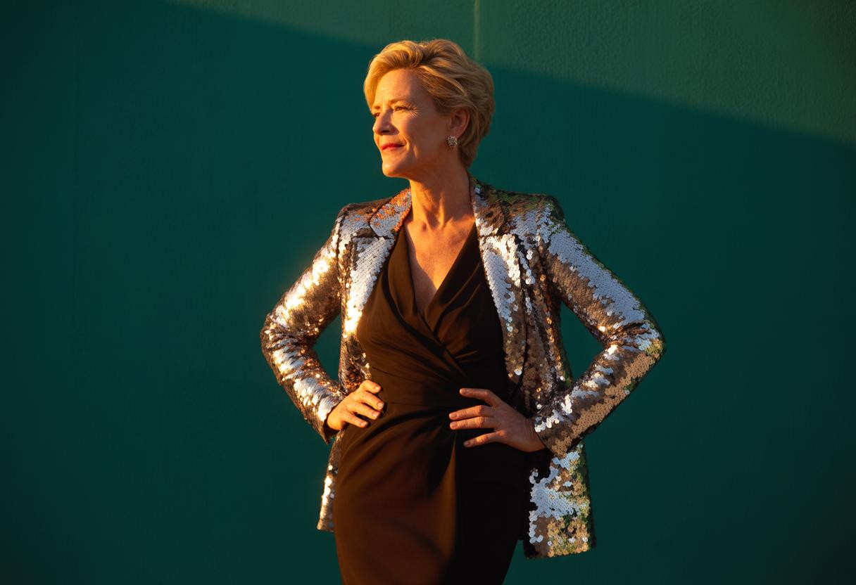 J’ai abandonné mes blazers classiques à 52 ans pour cette veste à sequins qui affine ma silhouette