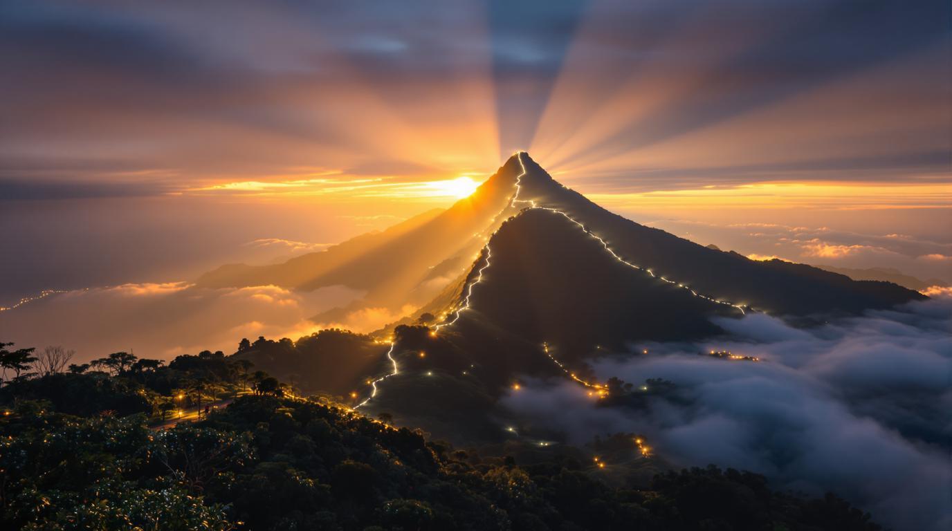 Cette montagne sacrée à 2 304 mètres unit quatre religions en une seule ascension