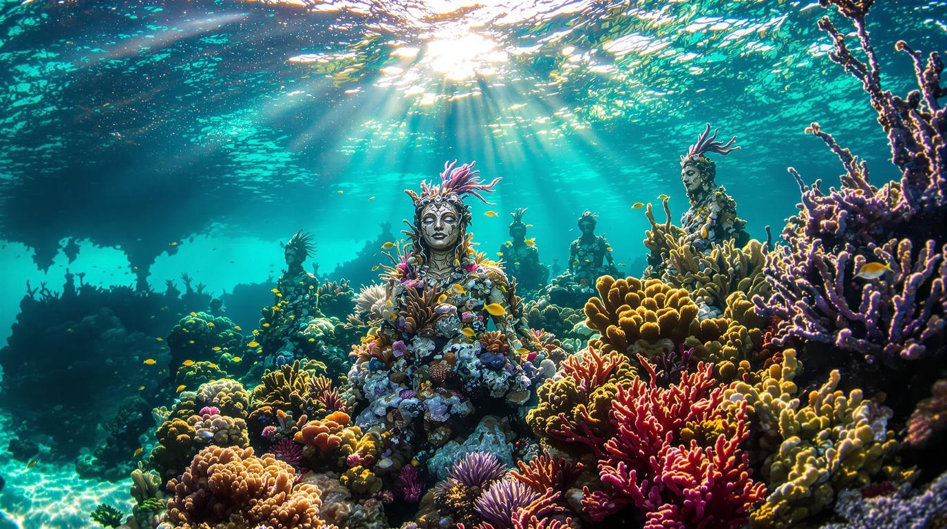 Cette île de 34 km² cache 30 sculptures sous-marines à 8 mètres de profondeur