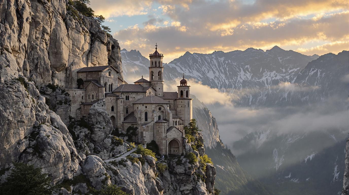 Cette abbaye perchée à 1150 mètres défie les lois de la gravité depuis 1005