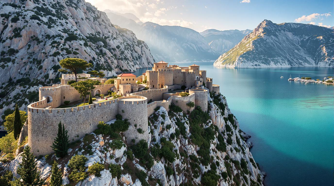 Cette forteresse de 260 mètres d&rsquo;altitude serpente dans un fjord méditerranéen depuis 6 siècles