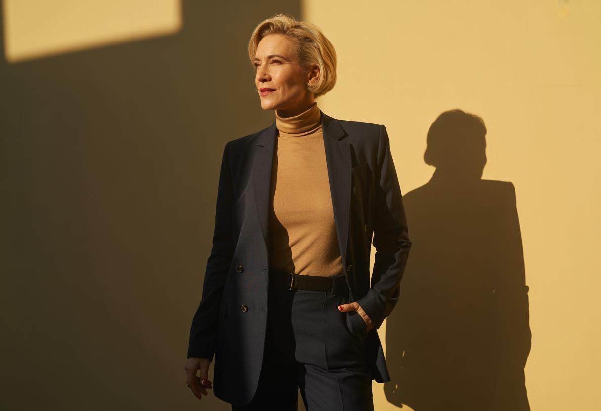 J’ai redécouvert le col roulé blazer à 44 ans qui sculpte ma silhouette