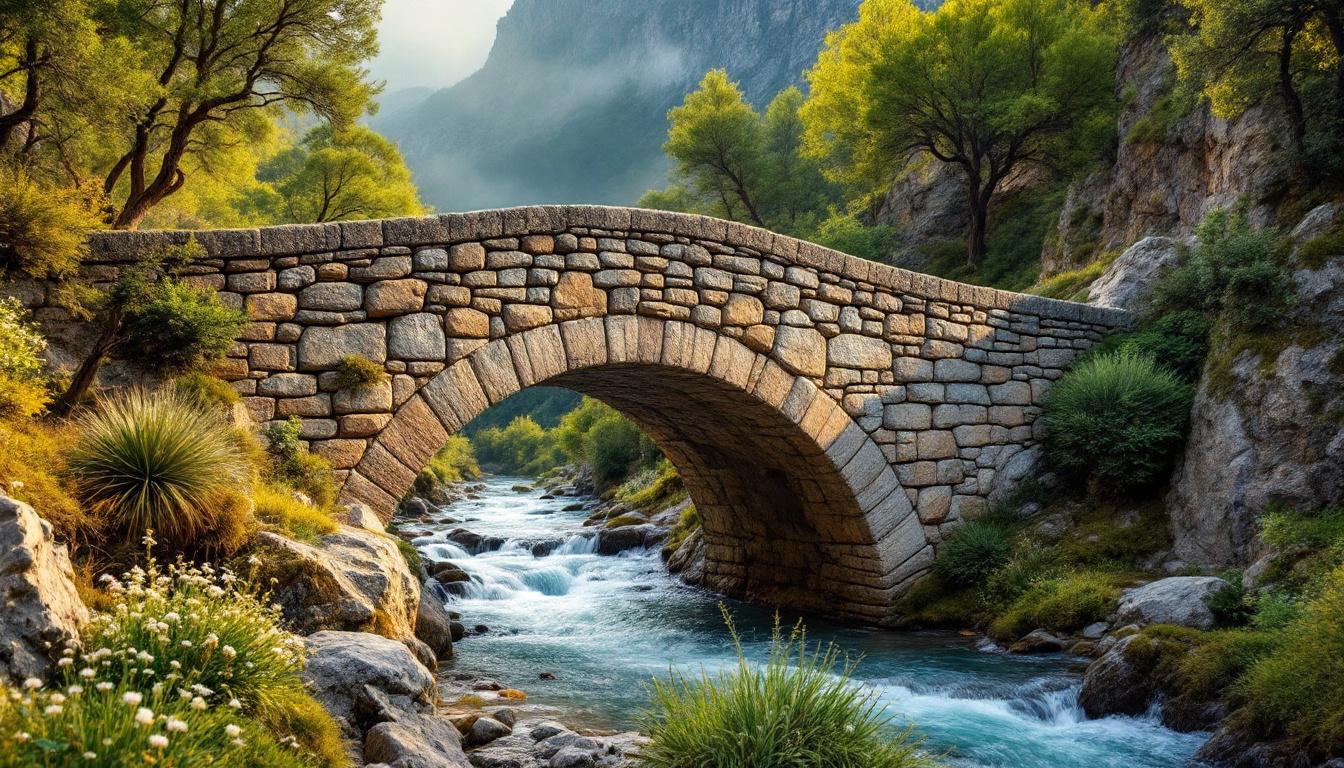 Ce pont de pierre sèche résiste aux crues depuis trois siècles près de Sahorre