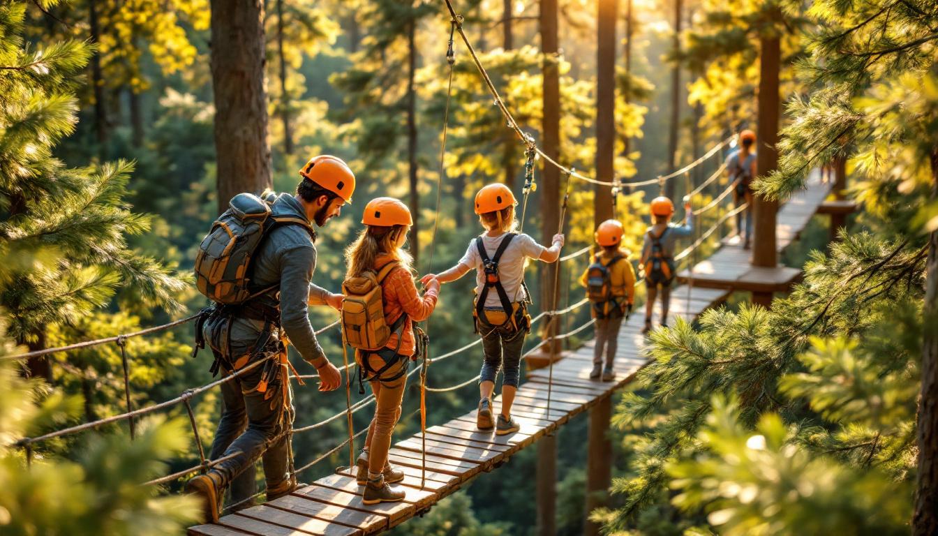 Cette initiation accrobranche rassure les familles débutantes aux Angles